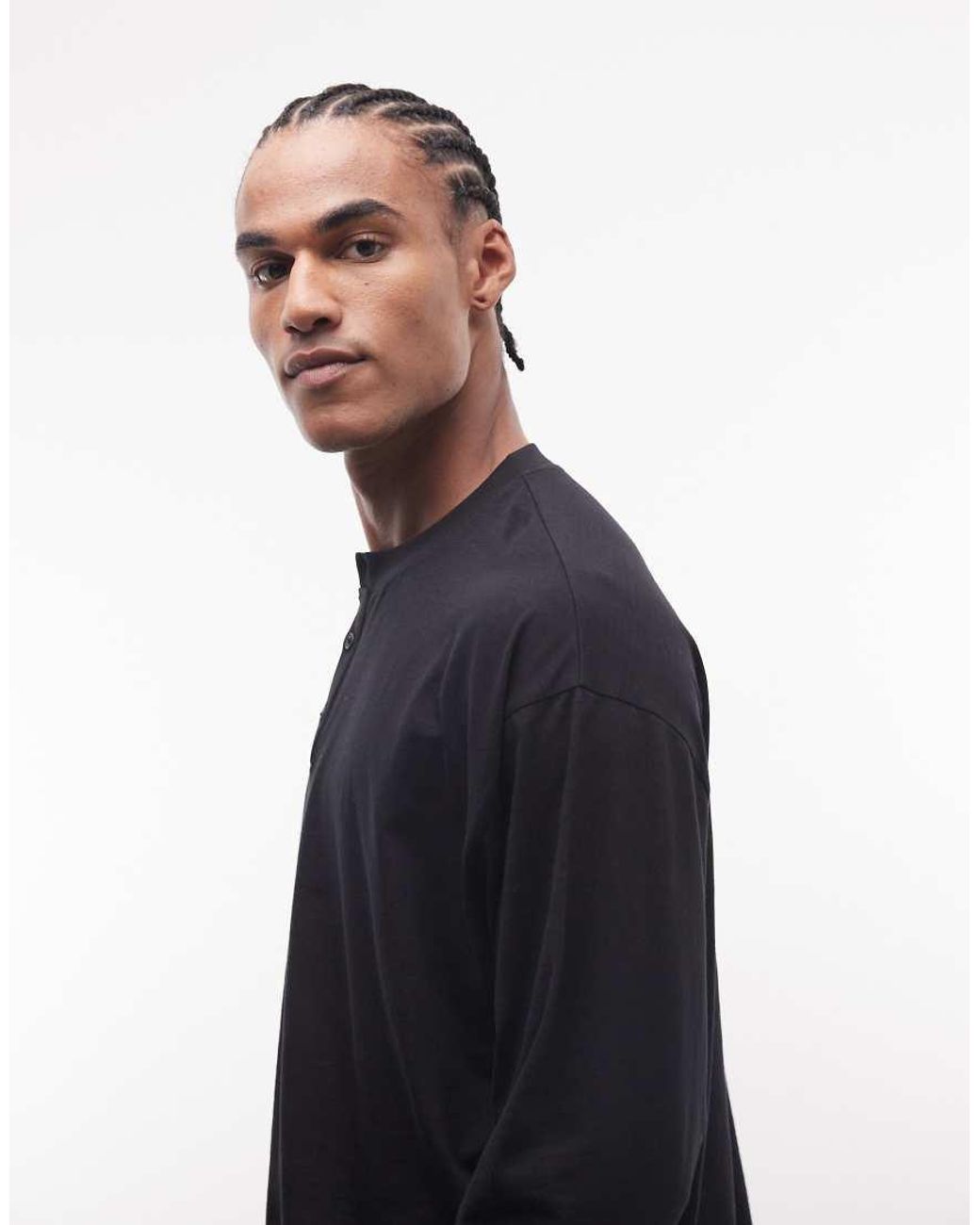 Reclaimed Vintage Blue Slub Jersey Lightweight Henley Top for men