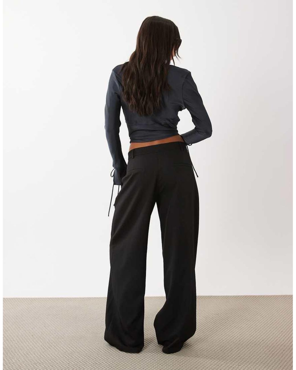 Lioness Black Volt Pleat Detail Wide Leg Trouser Co-ord