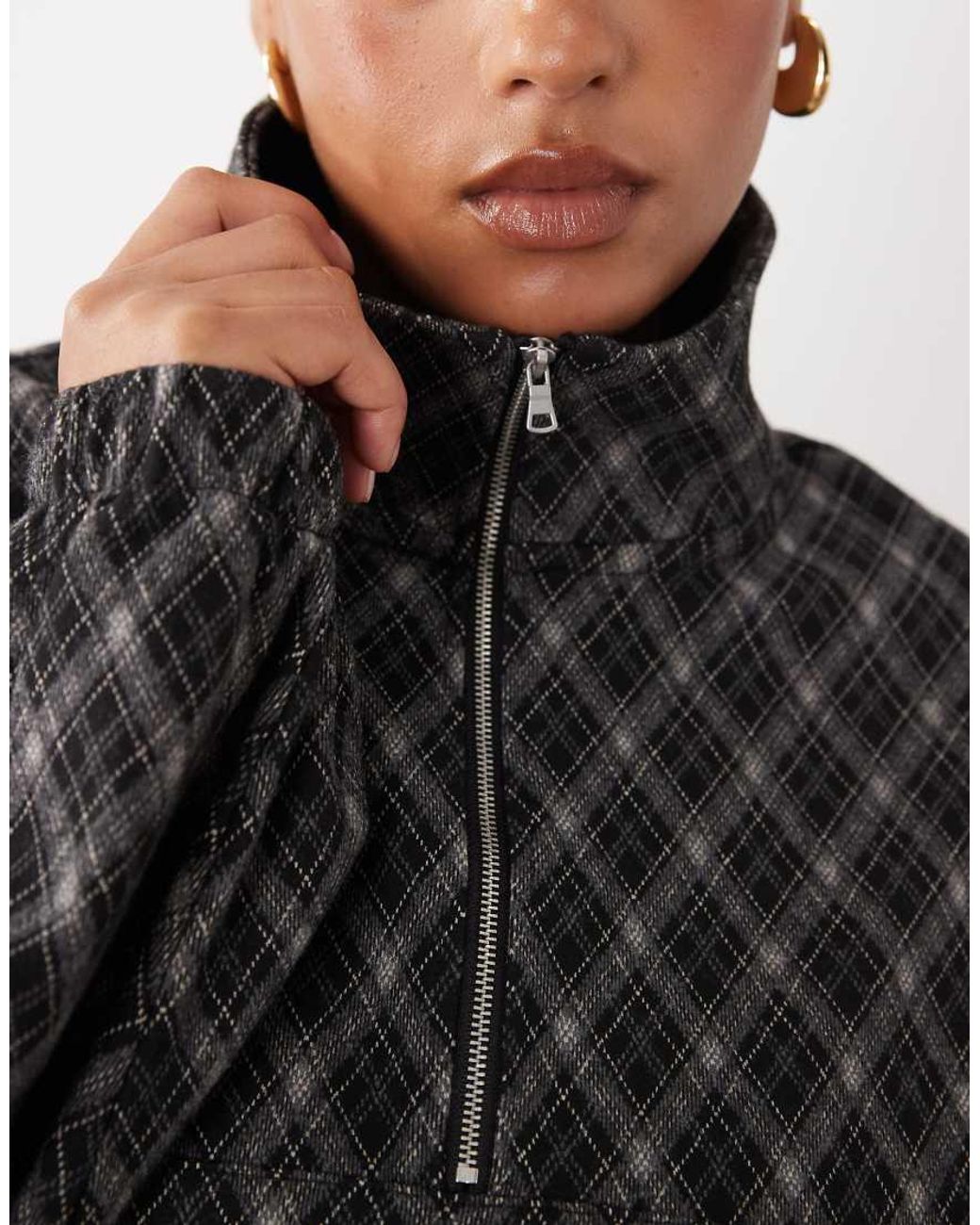 ASOS Black Asos Design Curve Brushed Half Zip Windbreaker Jacket