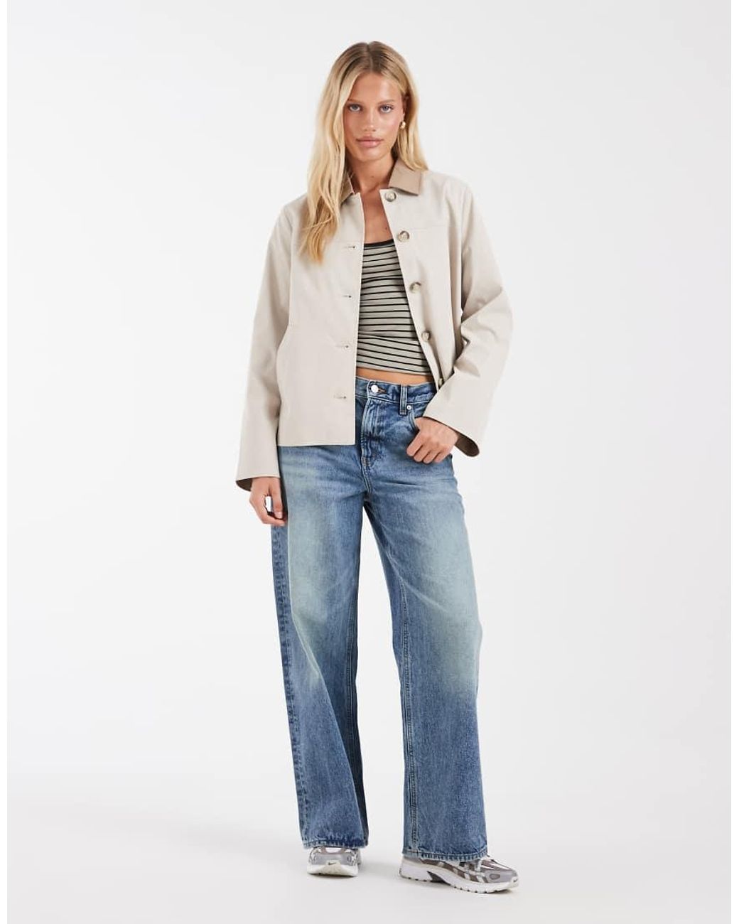 Vero Moda Blue Barn Jacket With Contrast Collar Detail