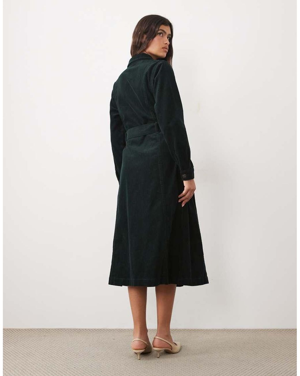 Nobody's Child Black Kai Cord Spread Collar Zip Down Belted Midi Dress