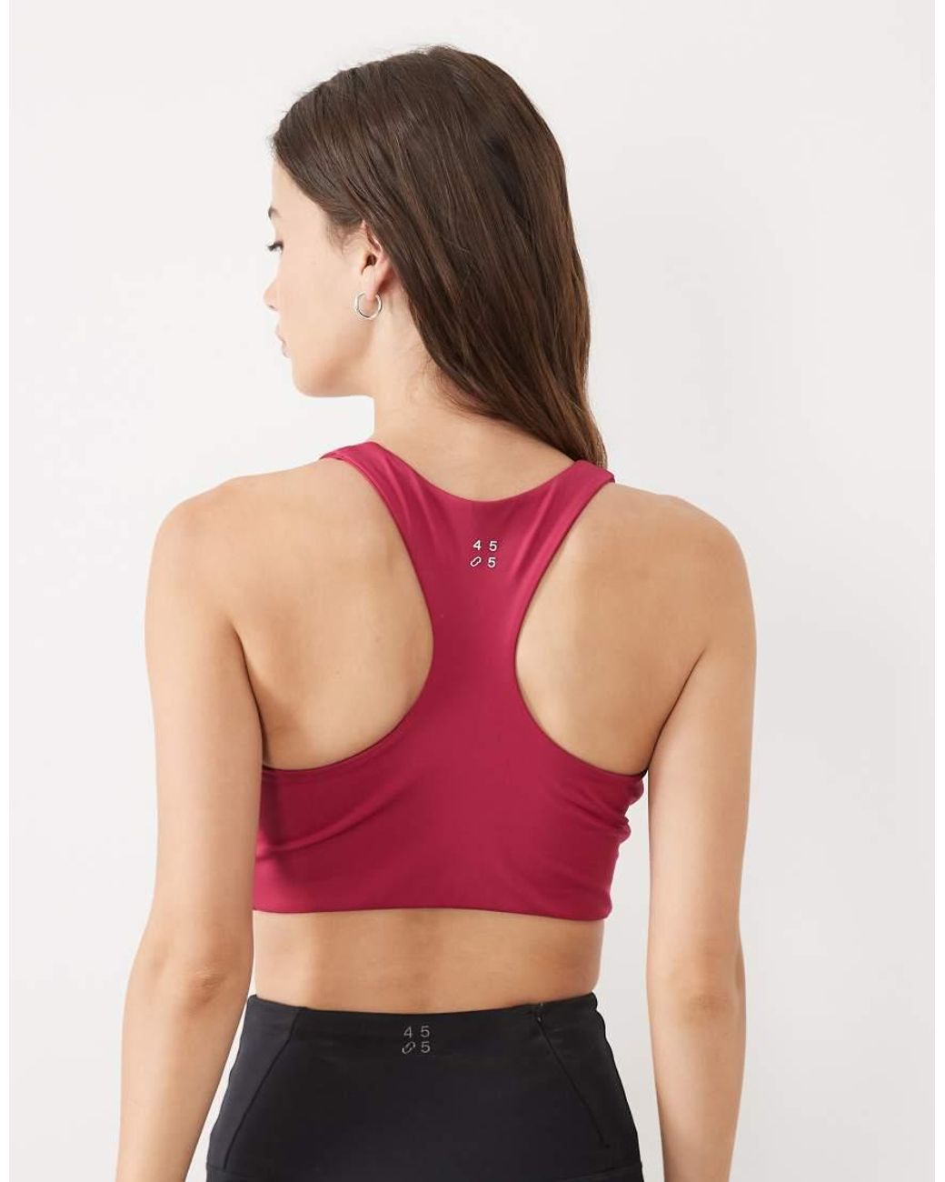 4505 Red Fuller Bust Active V-neck Racer Back Medium Support Sports Bra