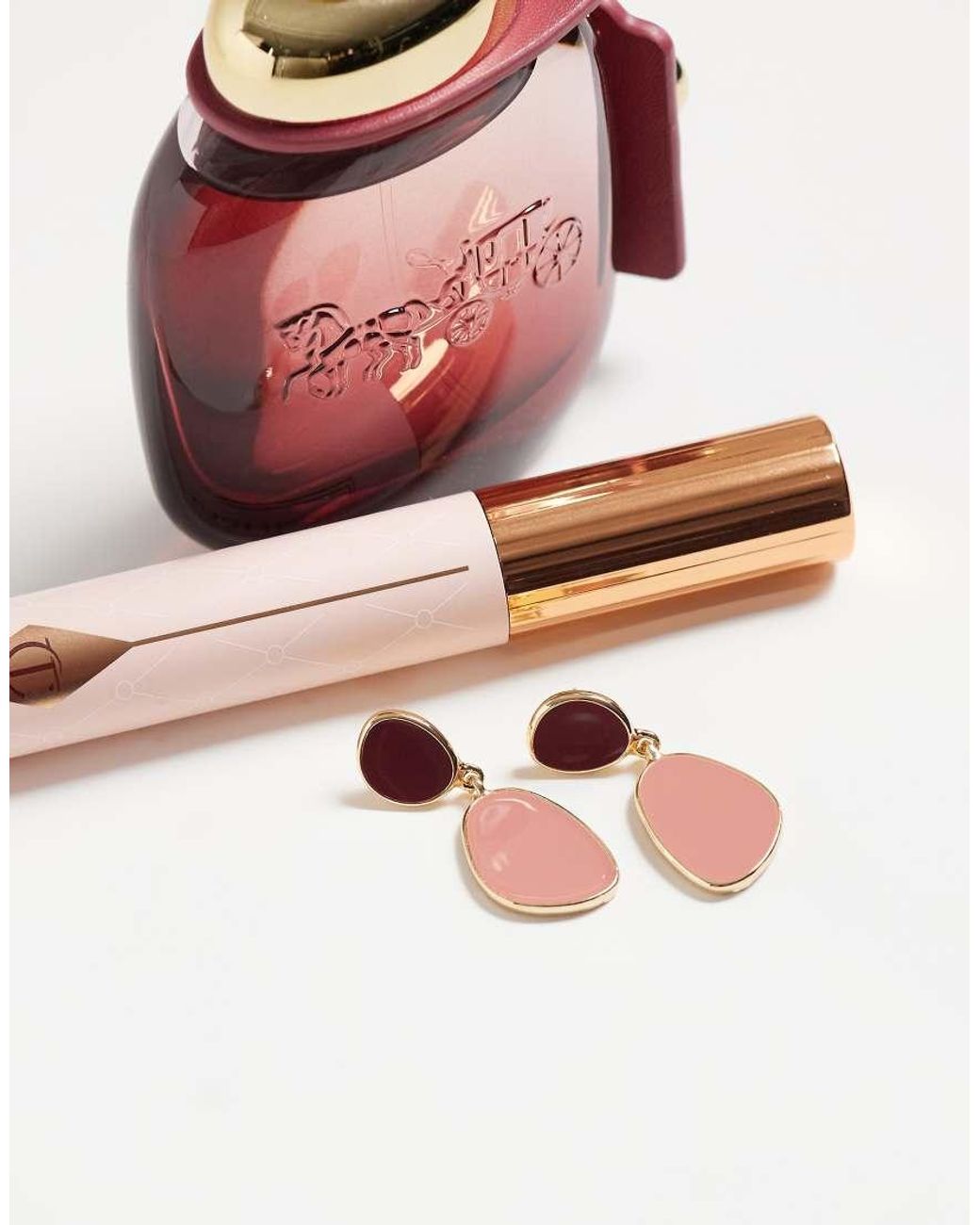 Accessorize Pink Enamel Double Drop Earrings