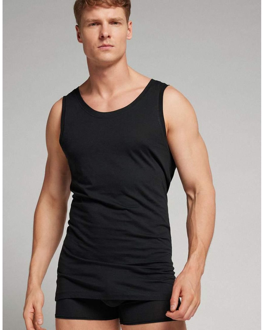 Intimissimi Black Extrafine Vest Top for men