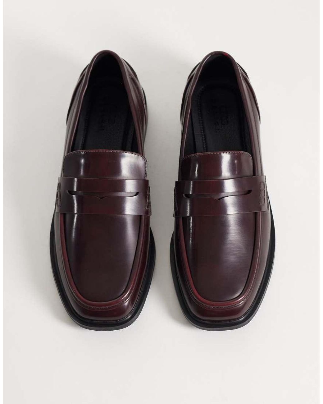 ASOS Red Penny Loafers With Square Toe for men