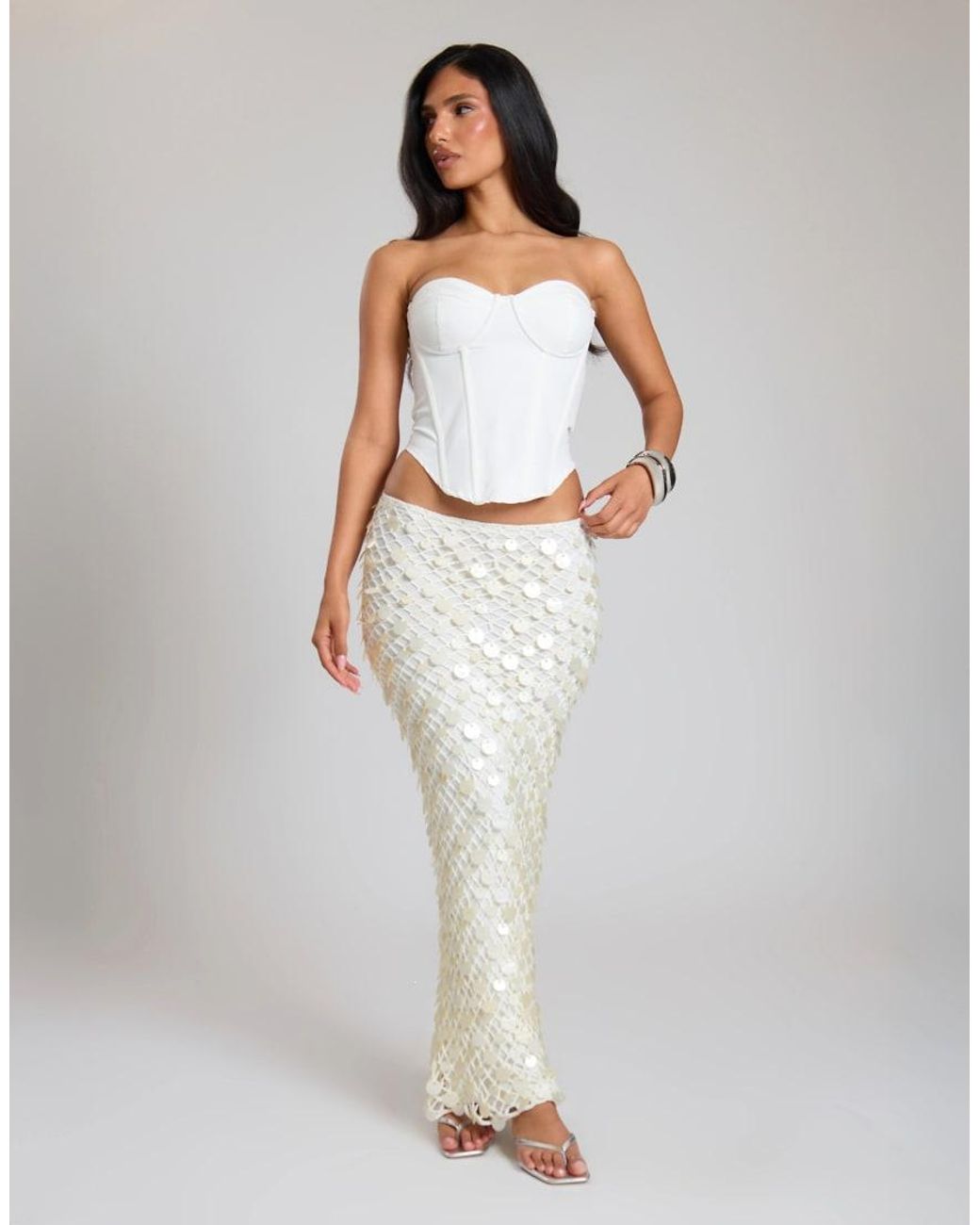Missy Empire Blue Knit Shell Maxi Skirt