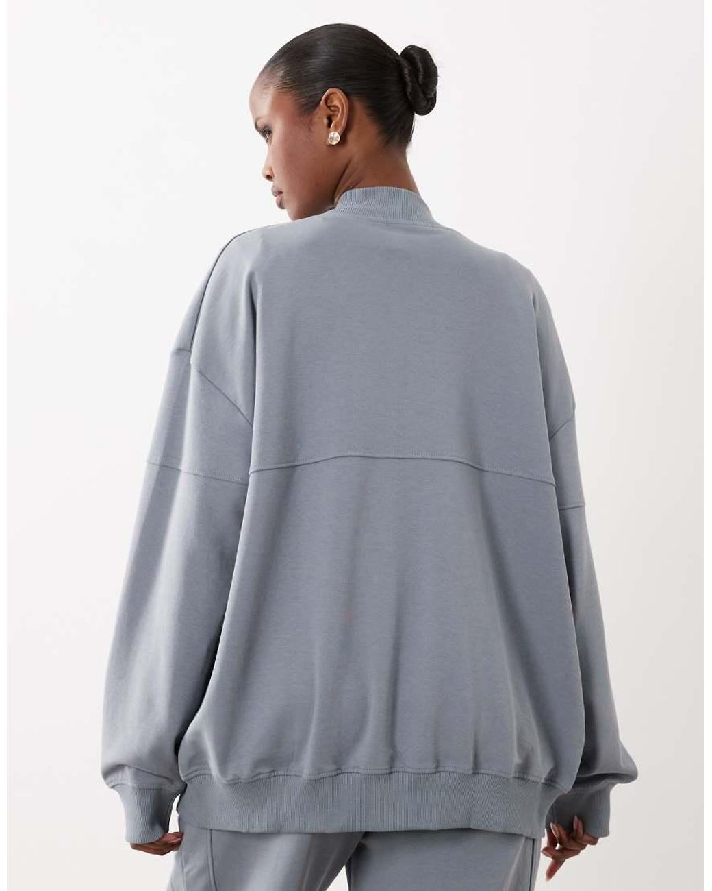 Kaiia Gray Cotton Rich Premium Interlock Oversized Zip Through Jacket Co-ord