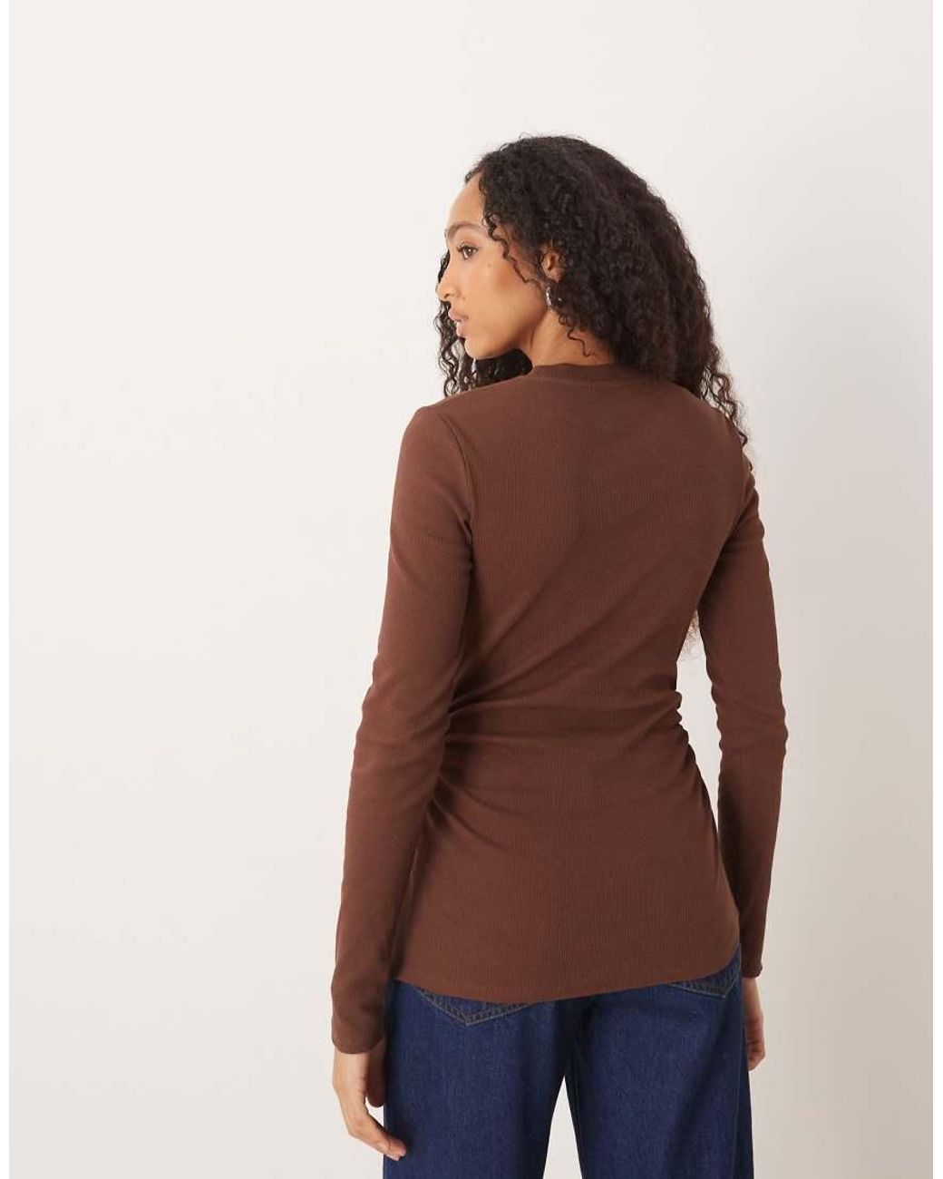 ASOS Brown Cinched Long Sleeve T-shirt