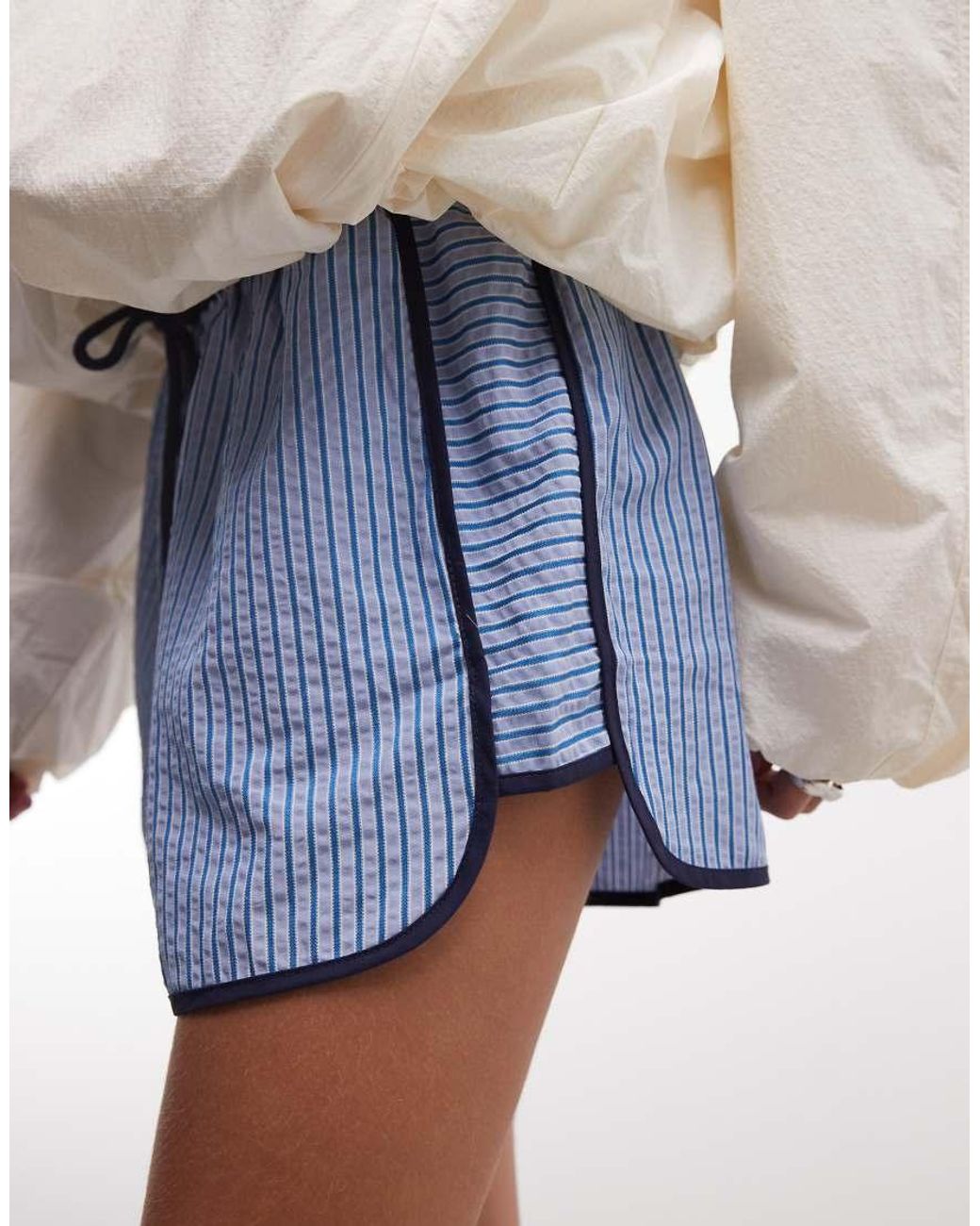 ASOS Blue Tipped Pull On Shorts With Tie