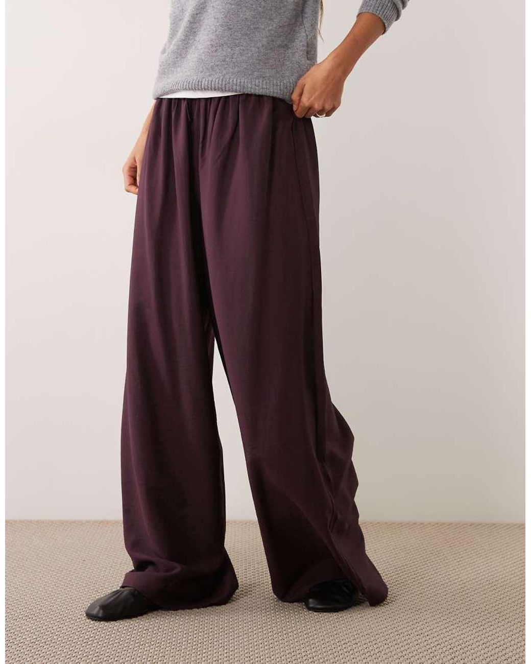 ARKET Gray Drawstring Flowy Palazzo Trousers