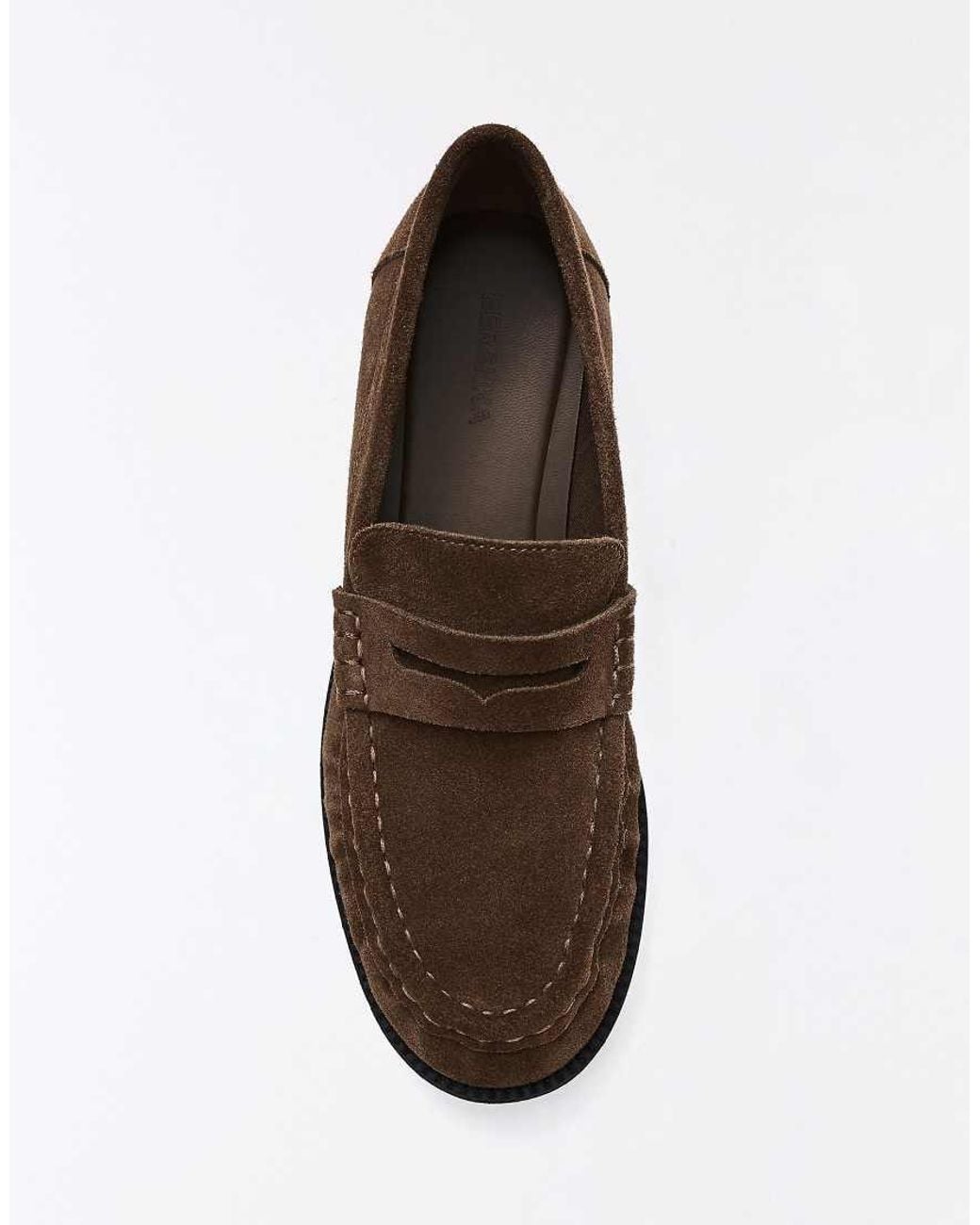Bershka Brown Leather Loafers With Slim Sole