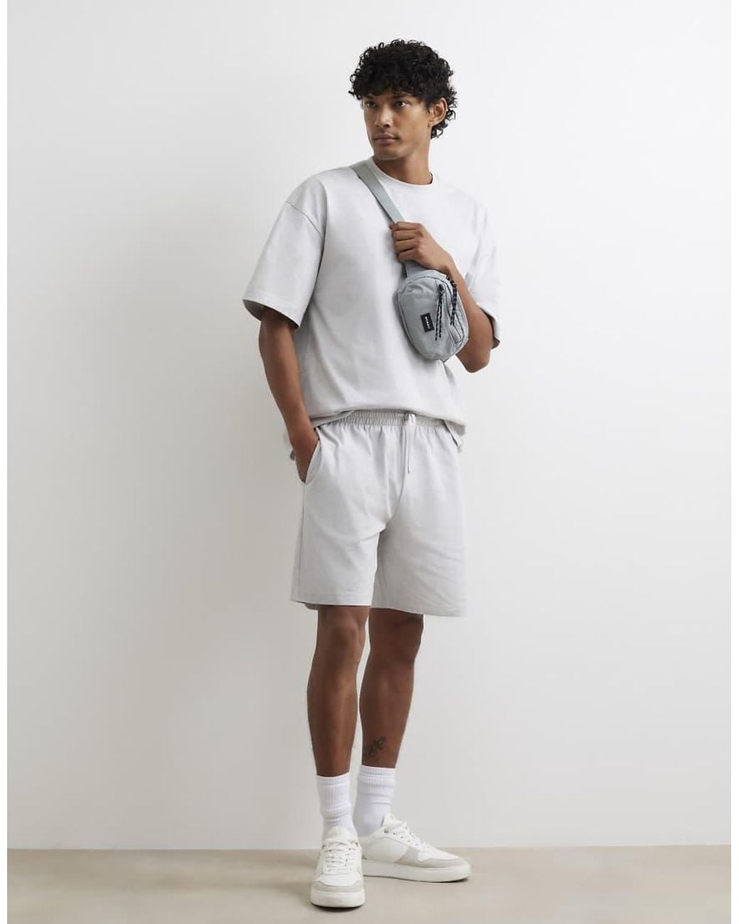 River Island Gray Oversized Fit T-Shirt And Shorts Set for men