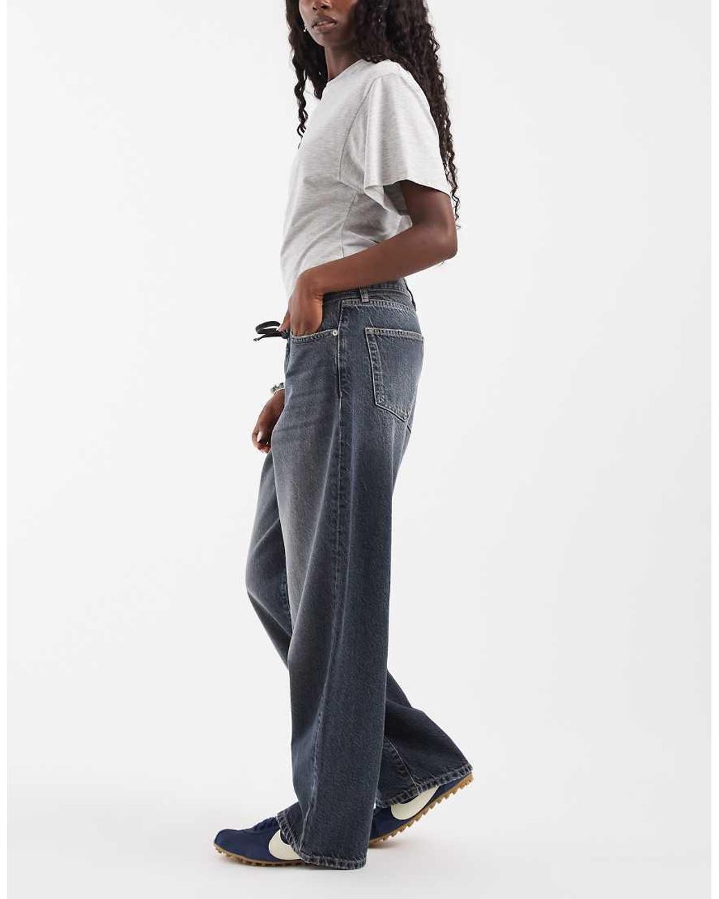 ONLY Blue Gianna Tie Waist Straight Leg Jeans