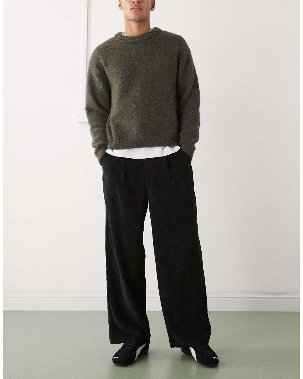 Reclaimed Vintage Black Corduroy baggy Pants for men