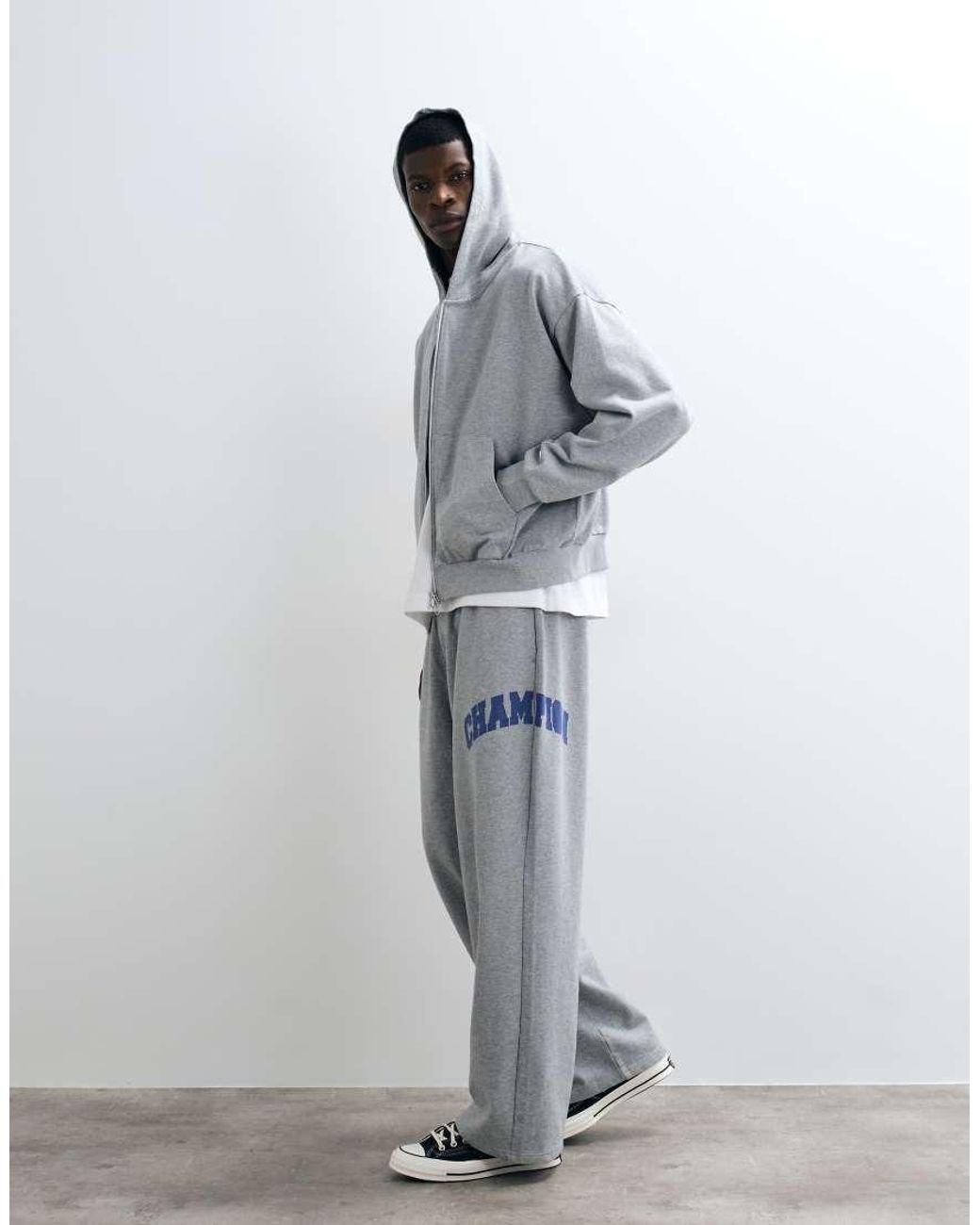 Champion Gray Future Memories Oversized Full Zip Hoodie for men