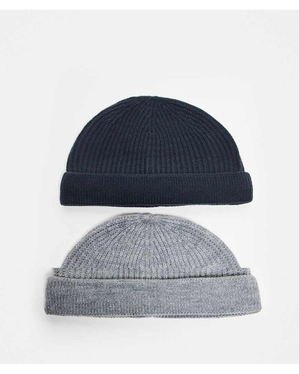 Only & Sons Blue 2 Pack Fisherman Beanie Hats for men