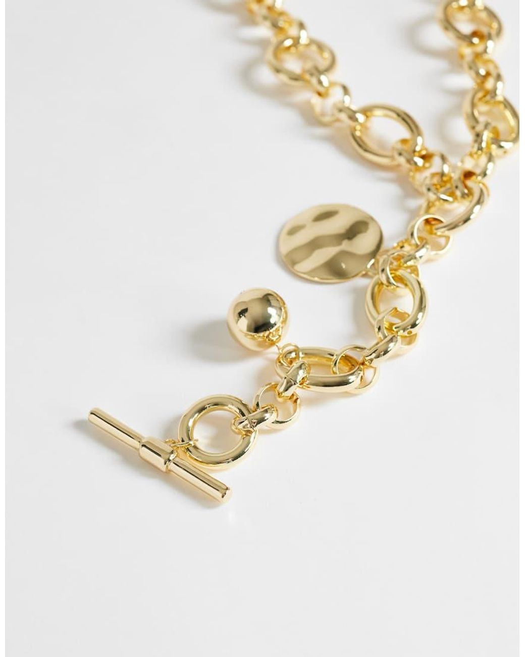 TOPSHOP Metallic Lana Oversized Chain Necklace With Charms