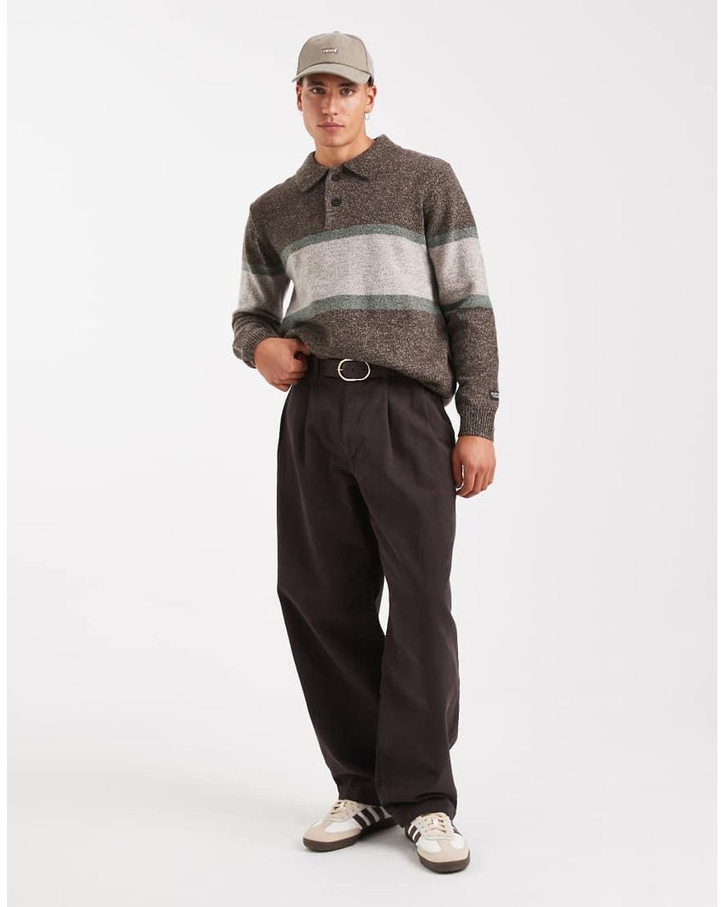 Levi's Gray Redwood Chest Stripe Rugby Knit Jumper for men