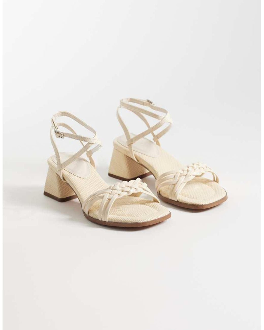 ASOS White Humble Braided Detail Mid Block Heel Sandals