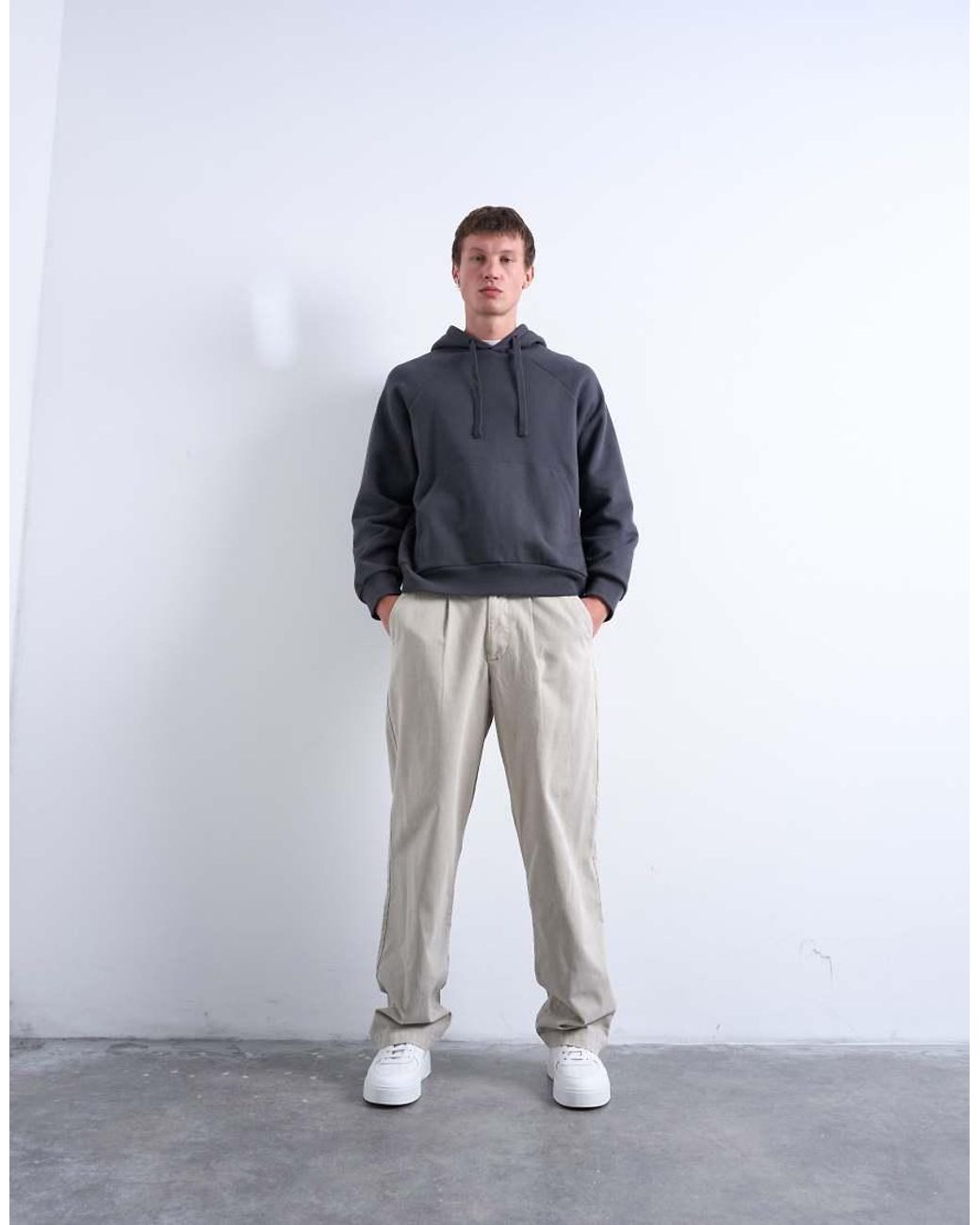 Topman Blue Boxy Fit Hoodie for men