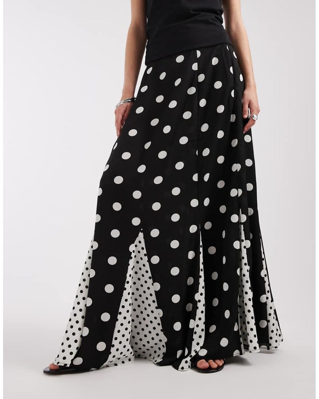 ASOS White Godet Maxi Skirt-multi