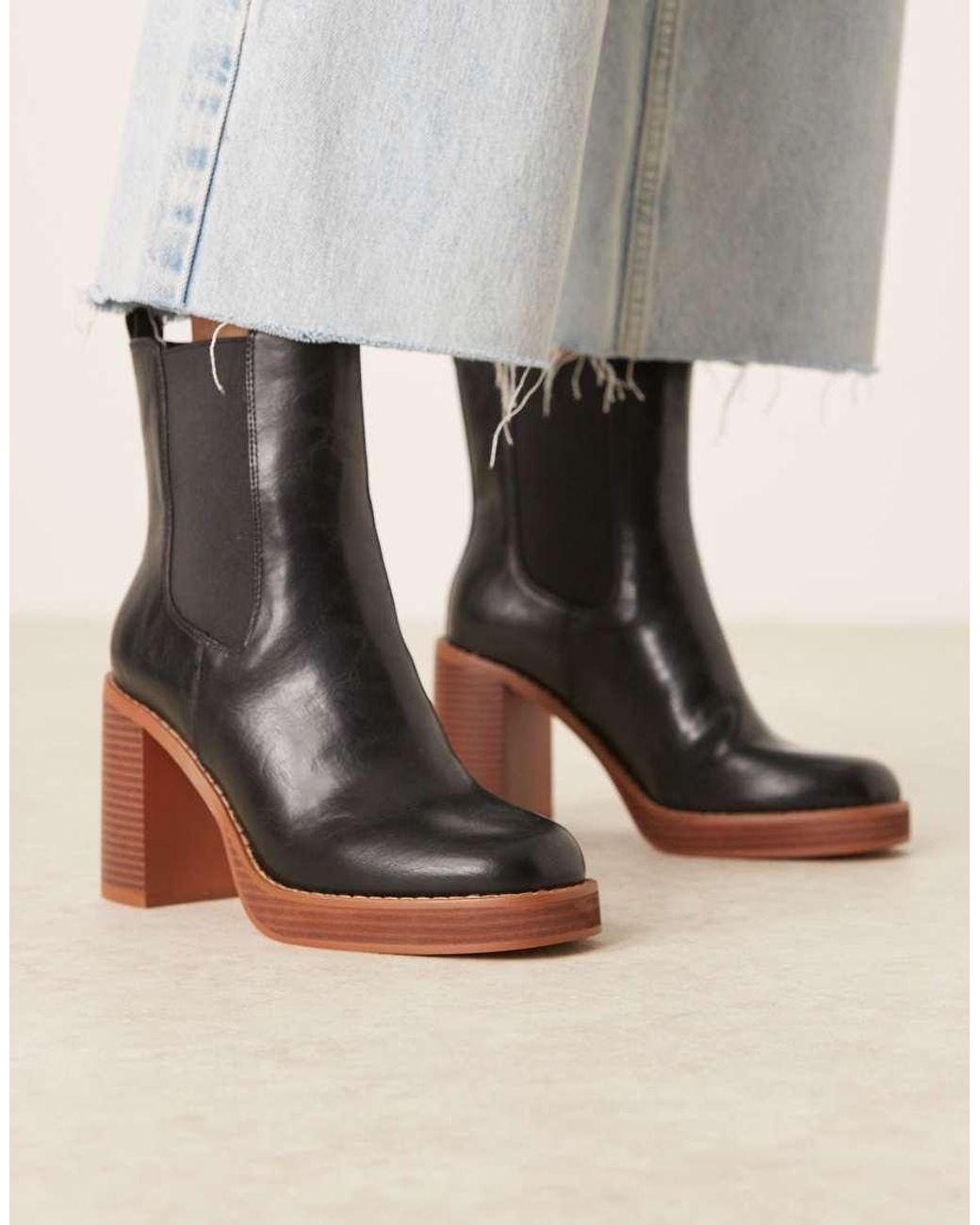 ASOS Natural Evelyn Platform Heeled Ankle Boots