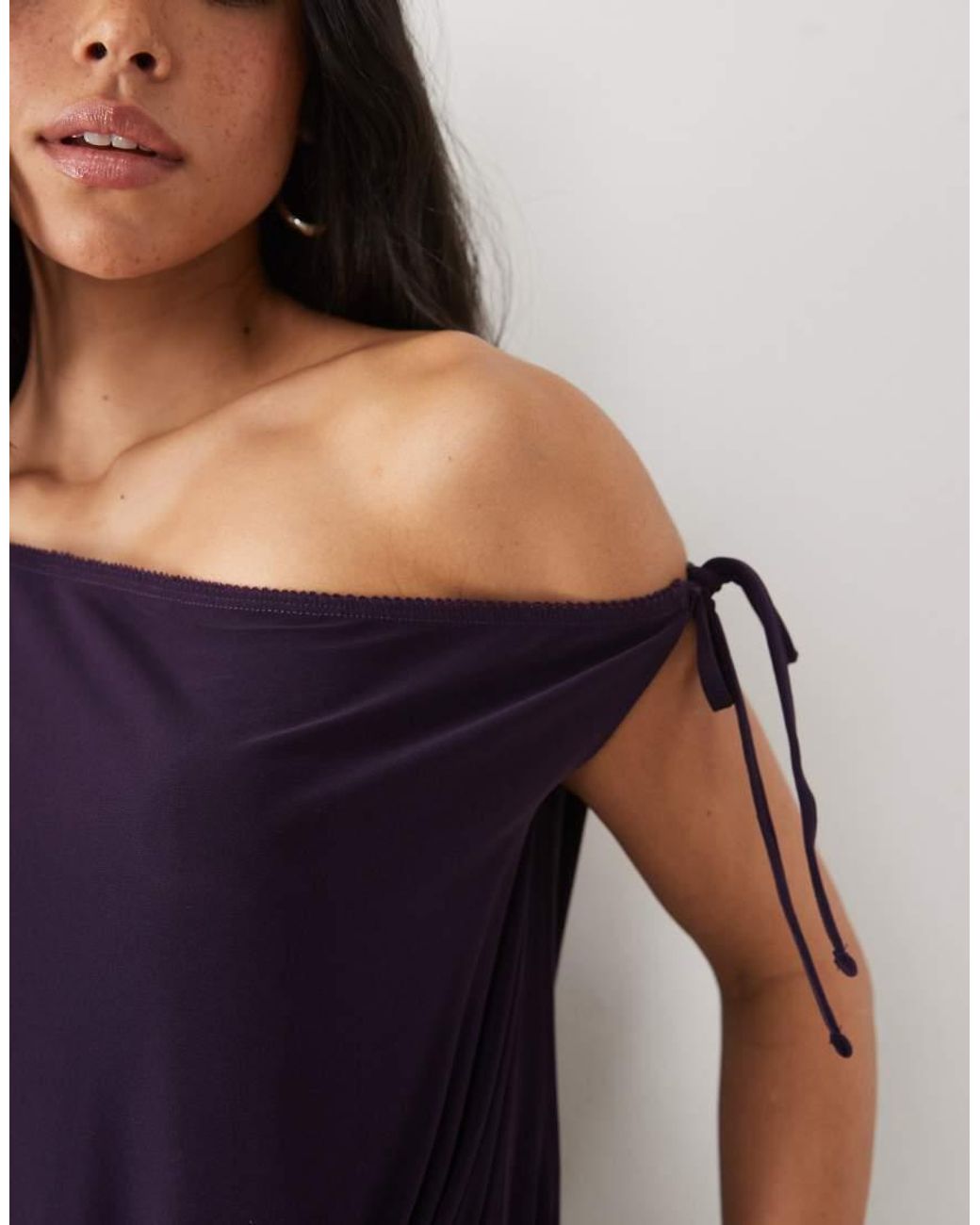 Miss Selfridge Blue Off Shoulder Capri Jumpsuit
