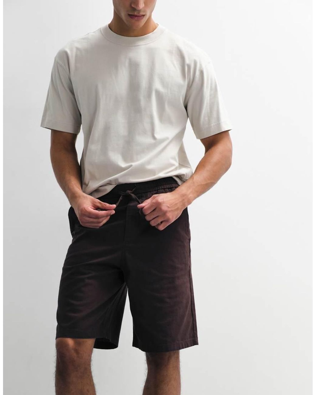 Only & Sons White Wide Fit Short With Linen for men