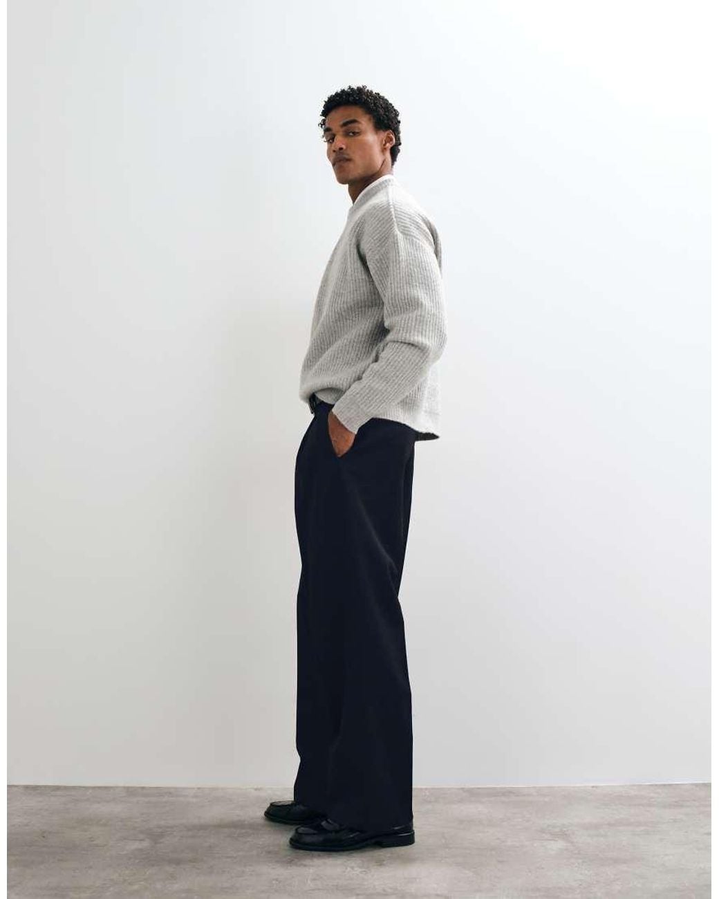 ASOS White Tailored Pleated Wide Leg Pants for men