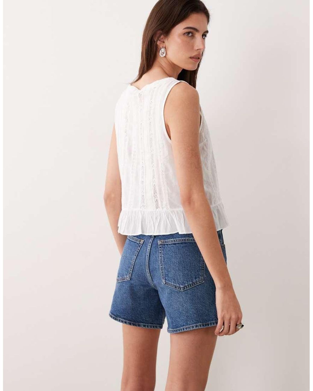 Abercrombie & Fitch Blue High Rise A Line Dad Fit Denim Short