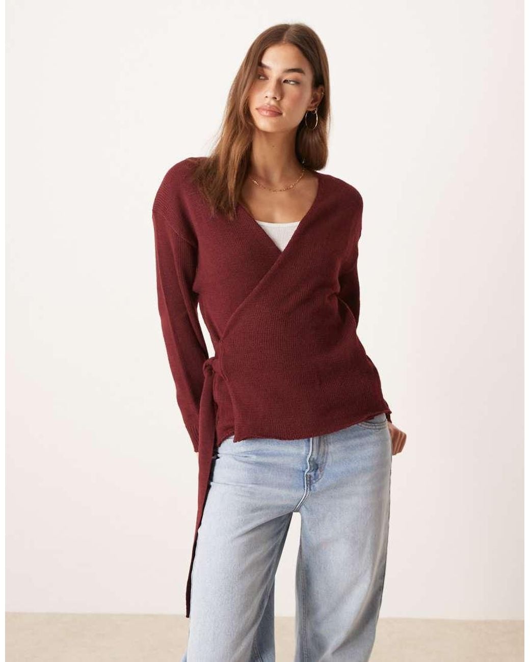 Glamorous Red Wrap Front Jumper