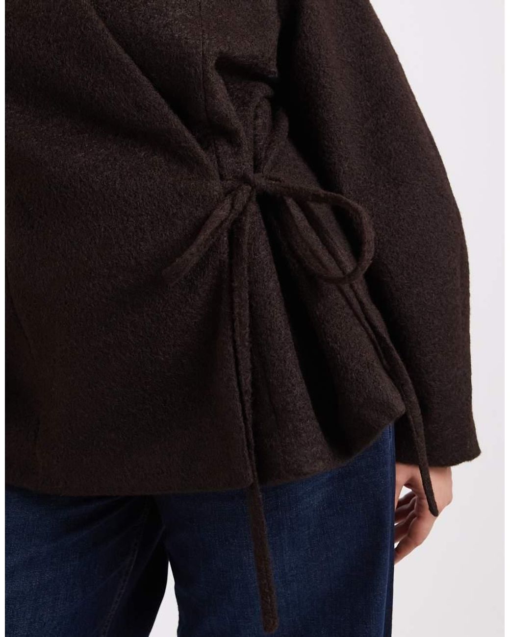 Vero Moda Black Textured Wool-touch Tie Side Jacket