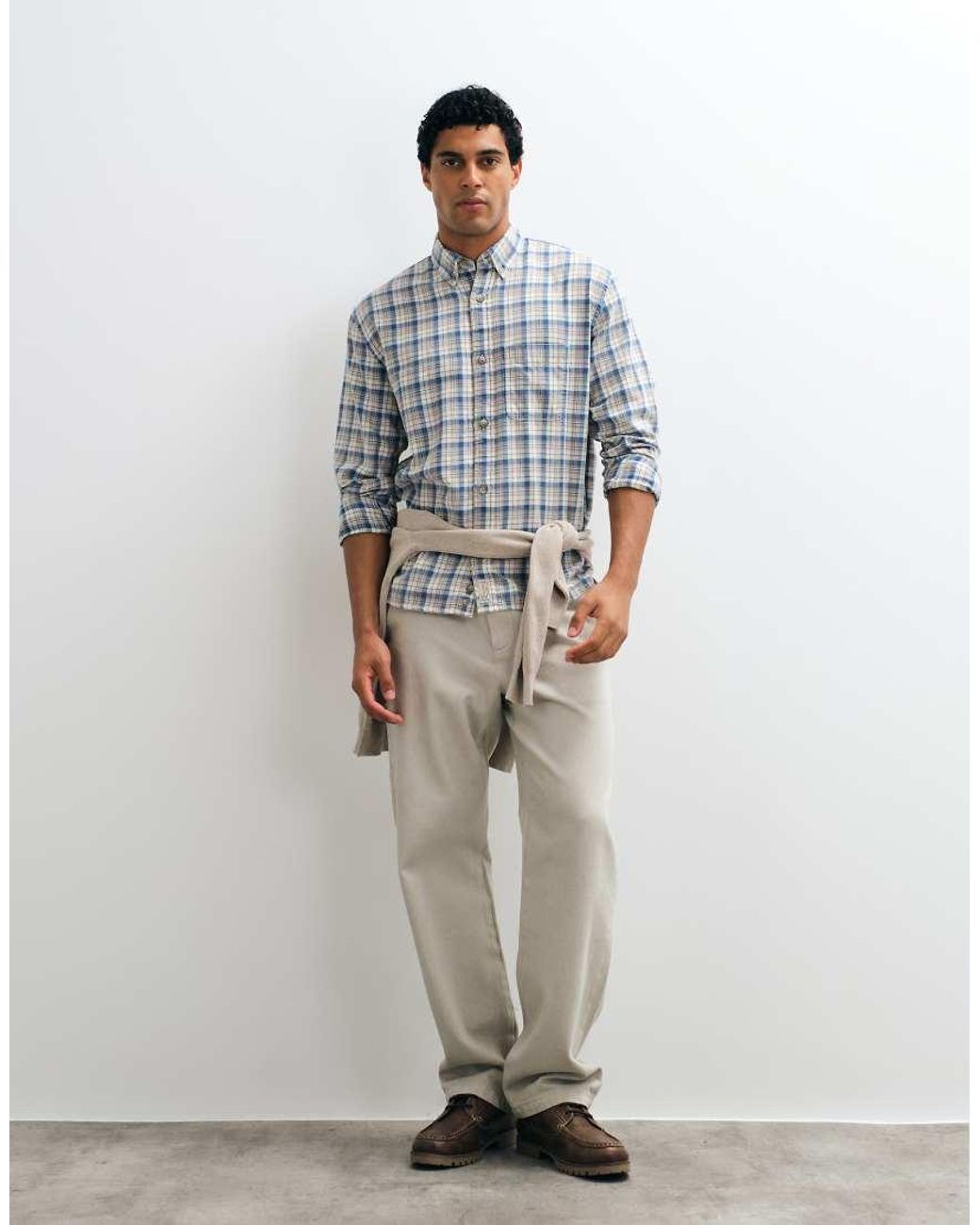 Abercrombie & Fitch Gray Oversized Flannel Shirt for men