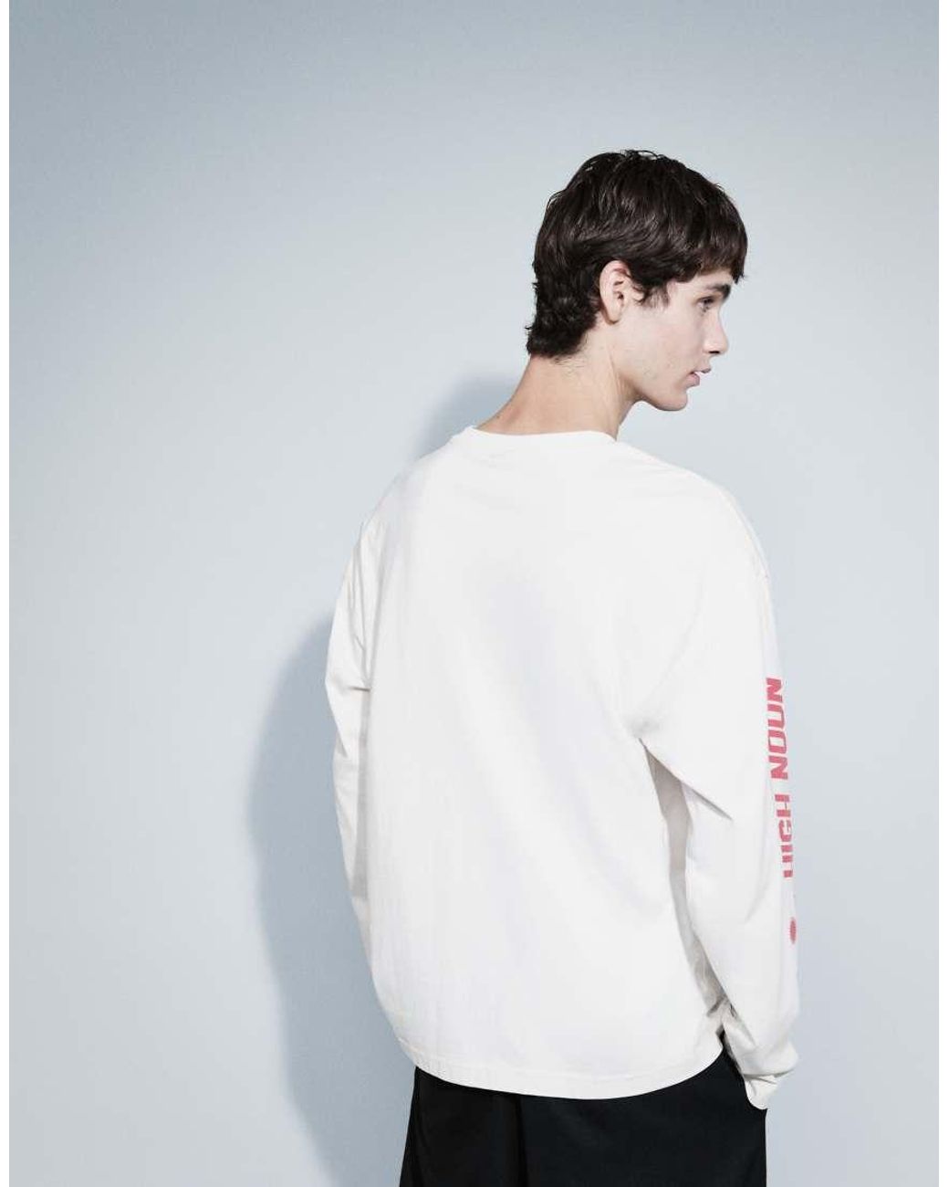 Cotton On White Box Fit Long Sleeve Graphic T-shirt for men