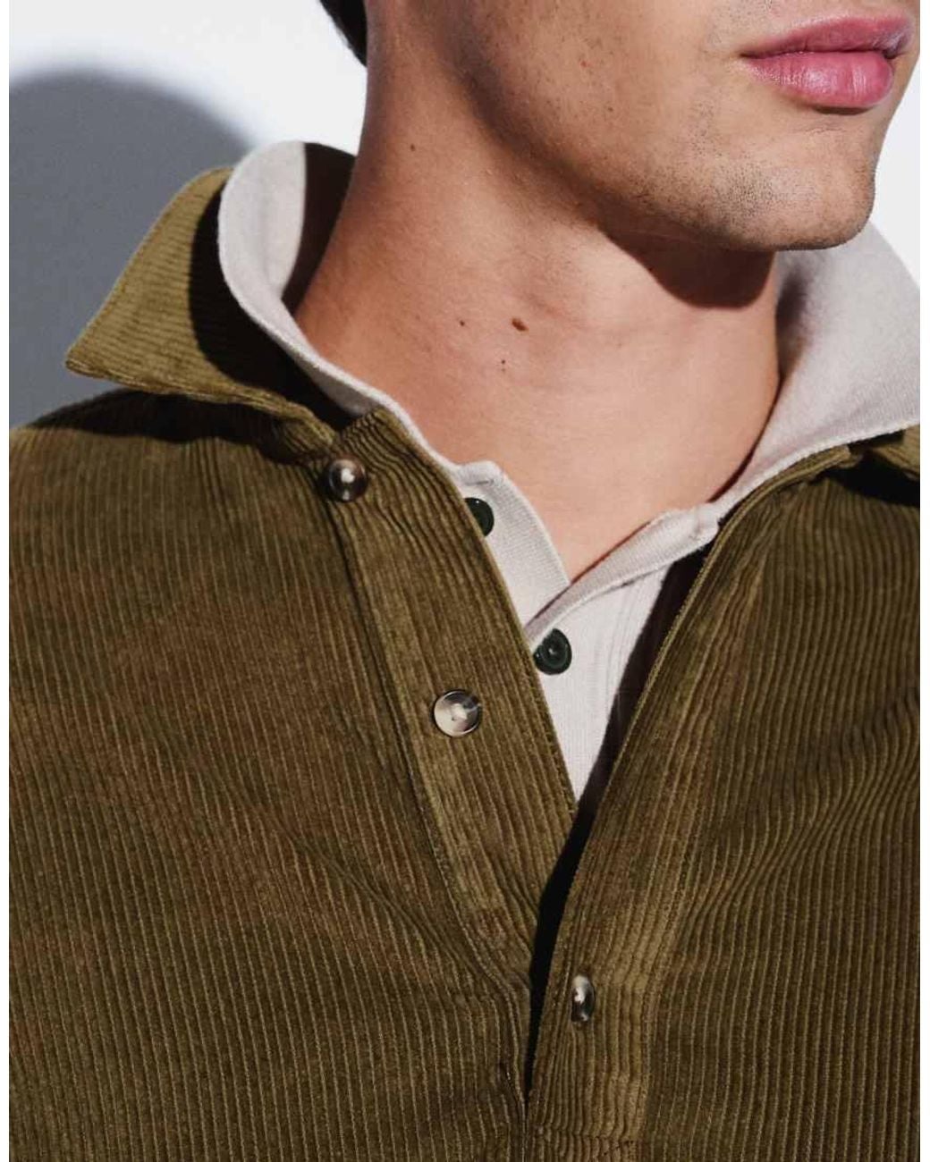ASOS Green Oversized Overhead Cord Shirt With Patch Pocket for men