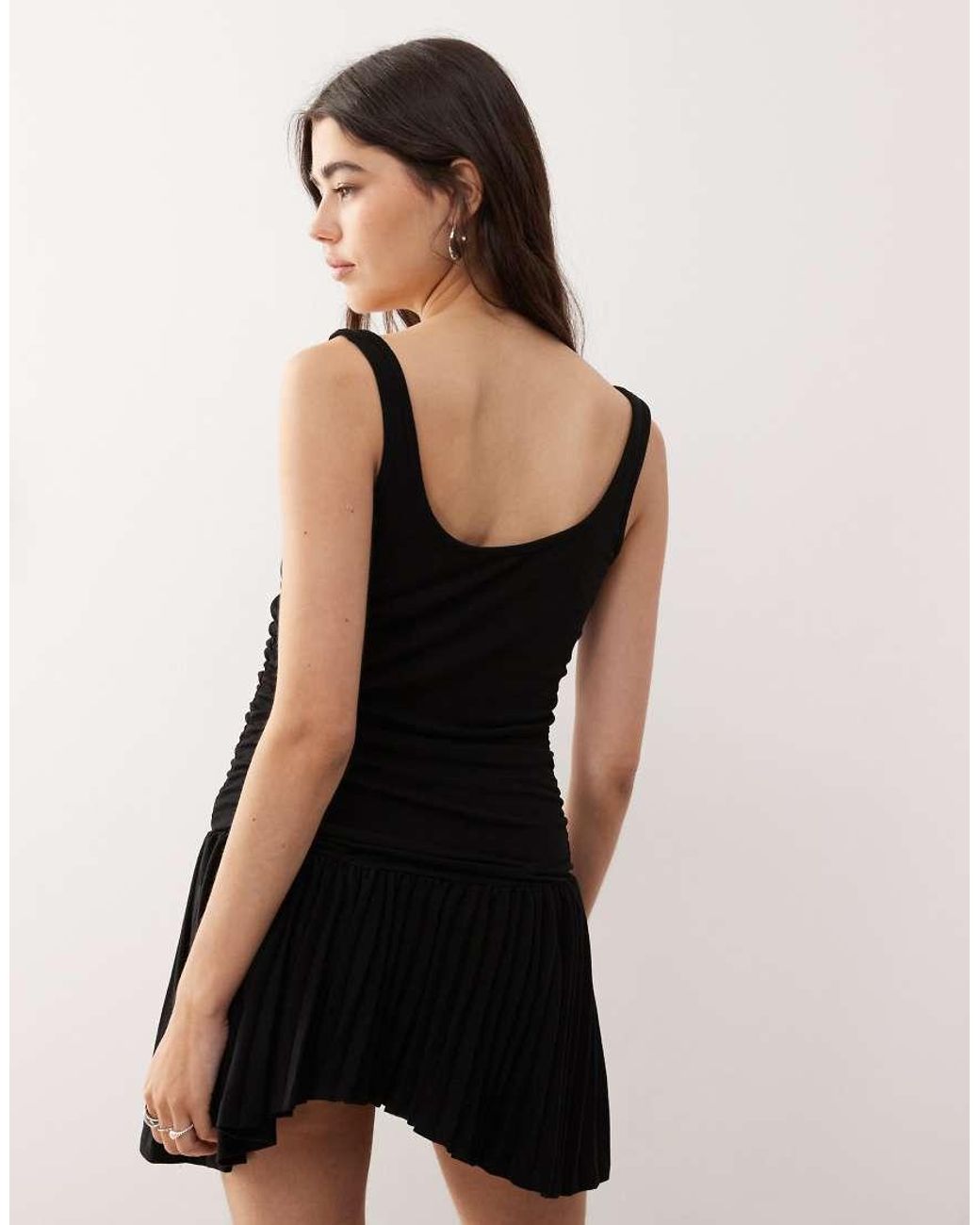 Lioness Natural Field Of Dreams Scoop Neck Ruched Bodice Pleated Hem Mini Dress