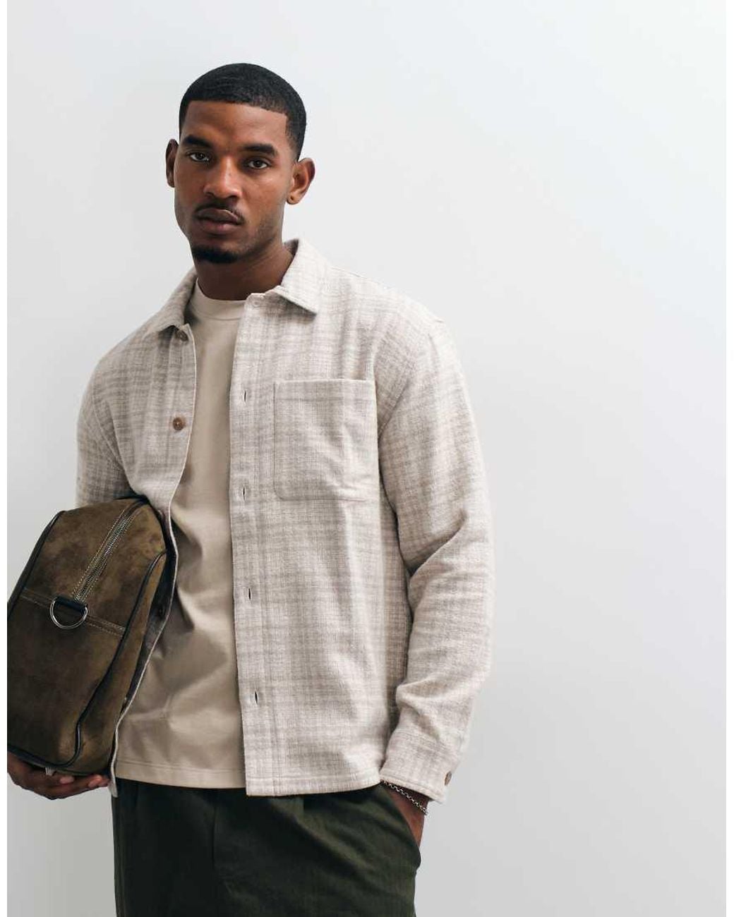Abercrombie & Fitch Natural Oversized Flannel Shirt for men
