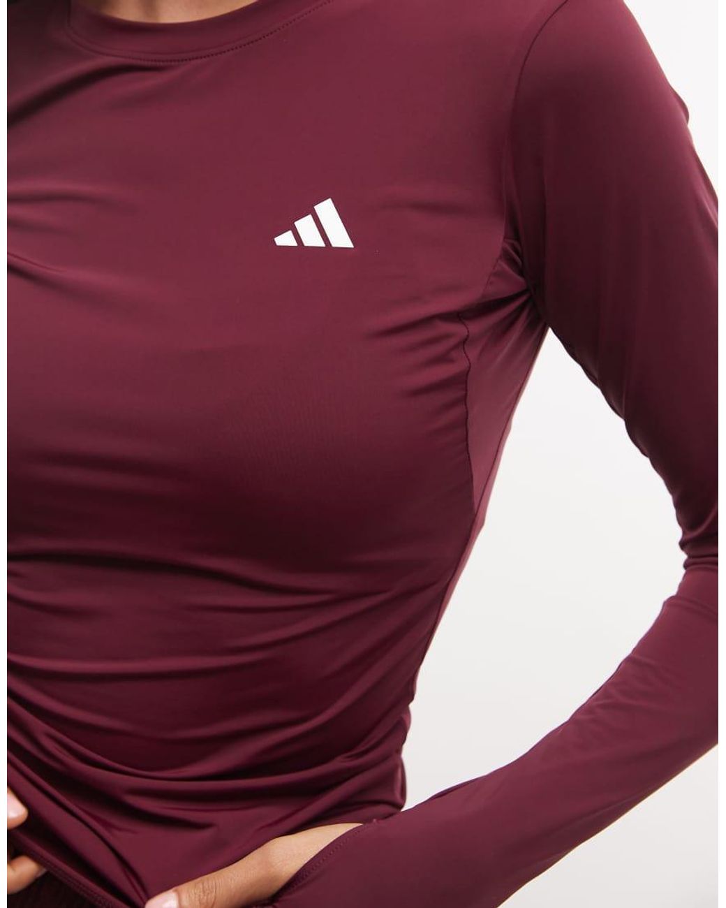 Adidas Originals Red Adidas Training Power Essentials Long Sleeve Top