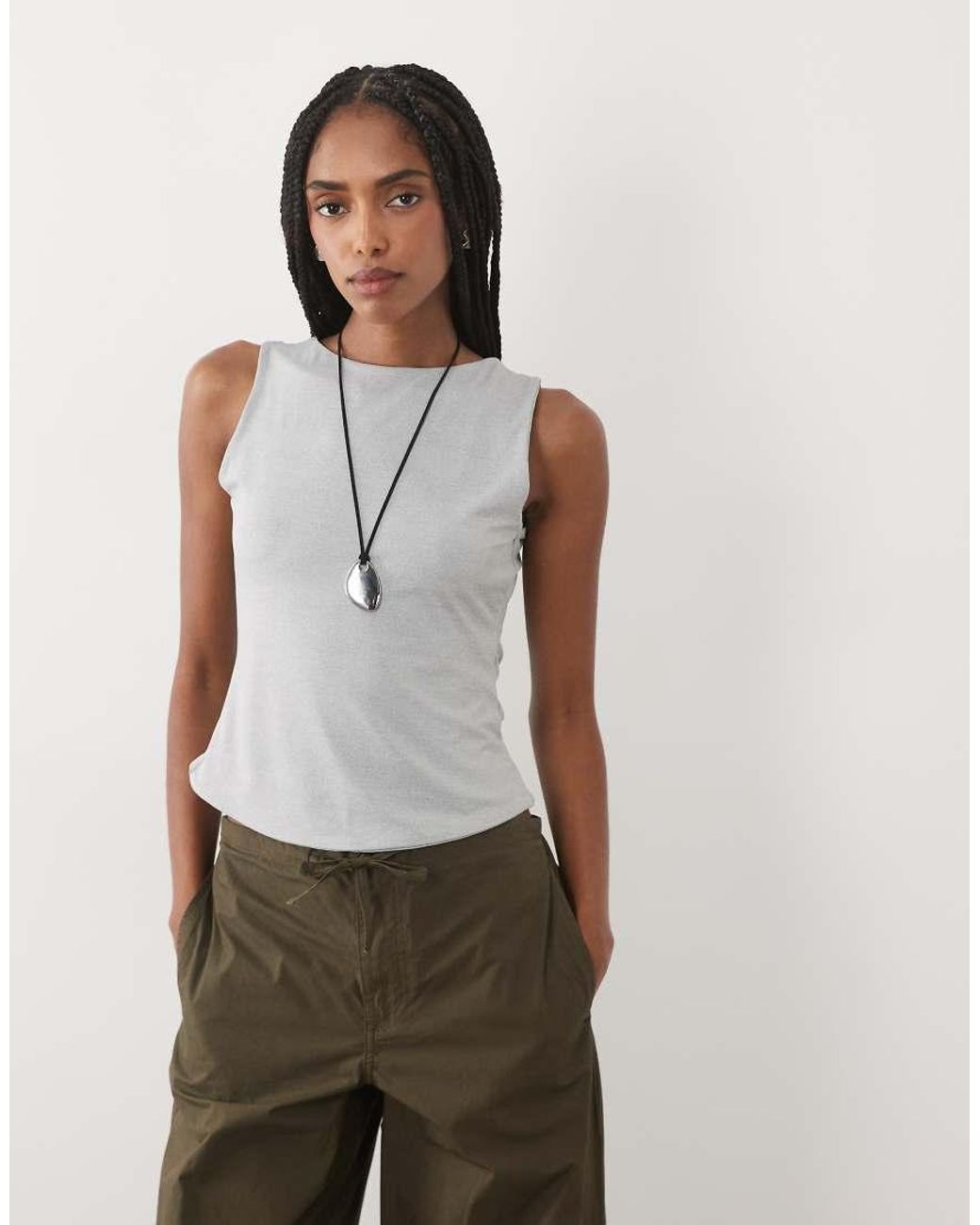 ASOS Green Sleeveless Open Back Top