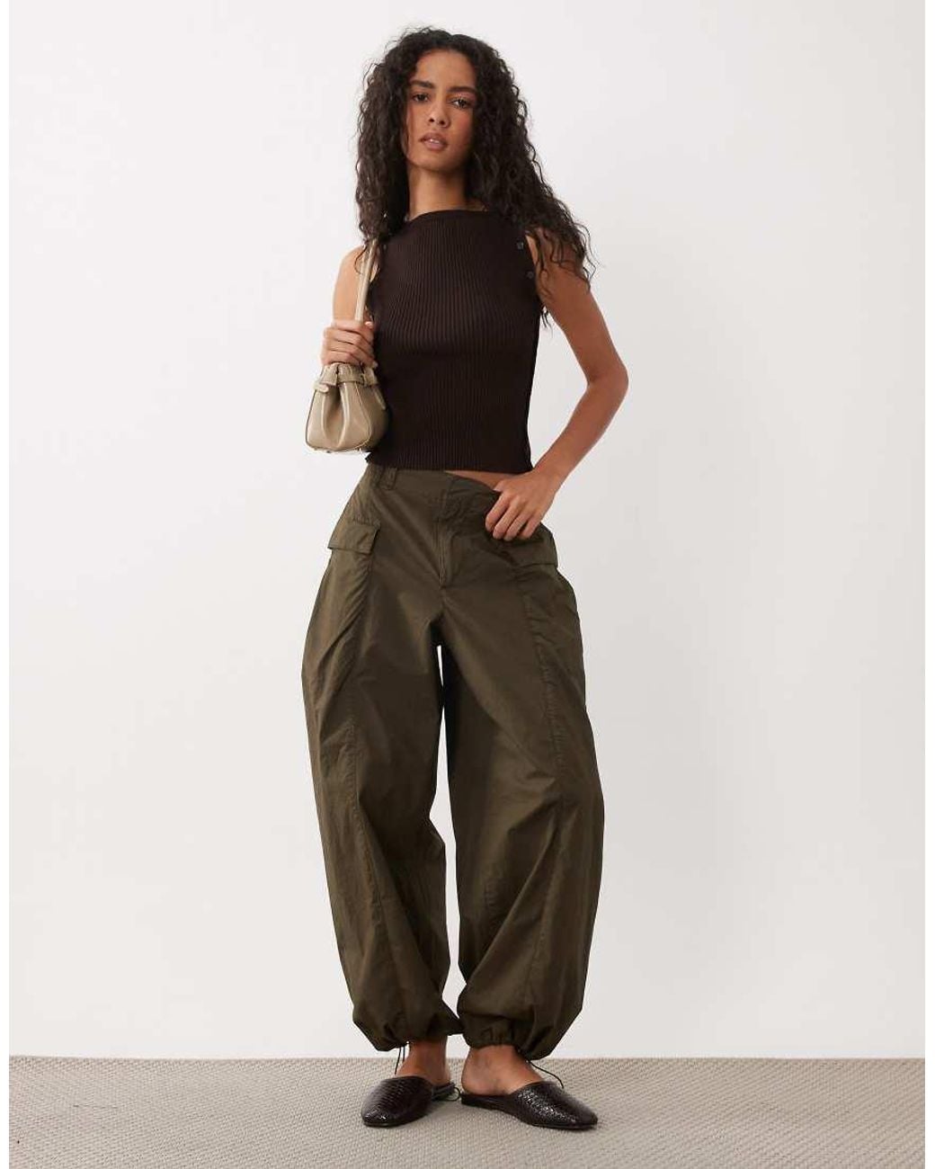 Mango Brown Ribbed Boat Neck Sleeveless Top