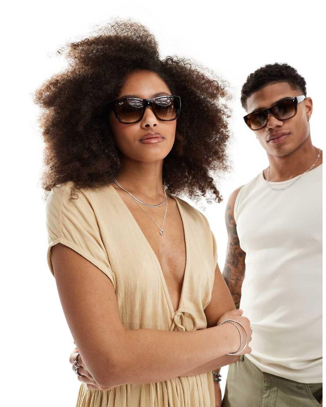 Ray-Ban Brown Rectangular Sunglasses