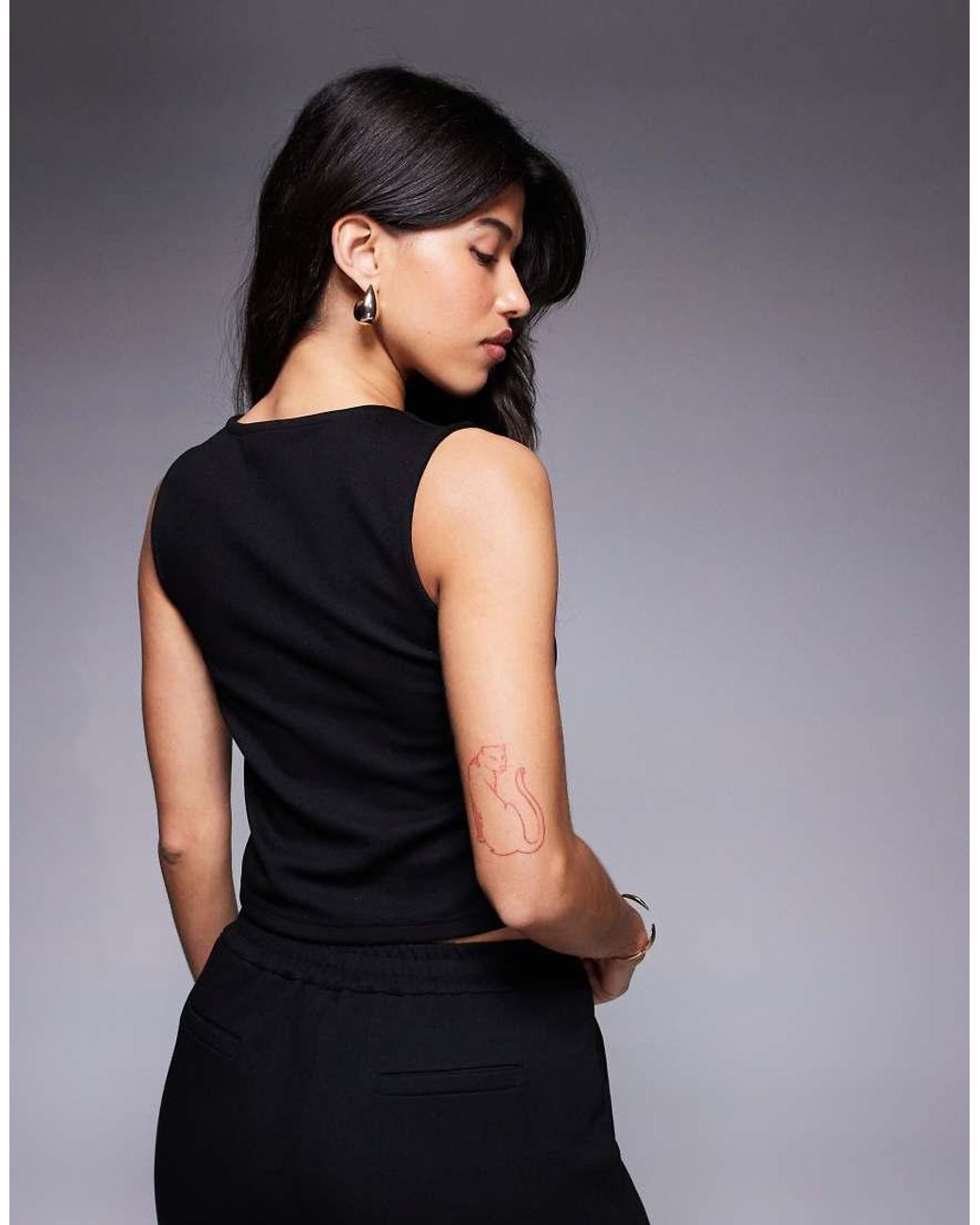 ASOS Black Co-ord Jersey Twill Asymmetric Waistcoat Top