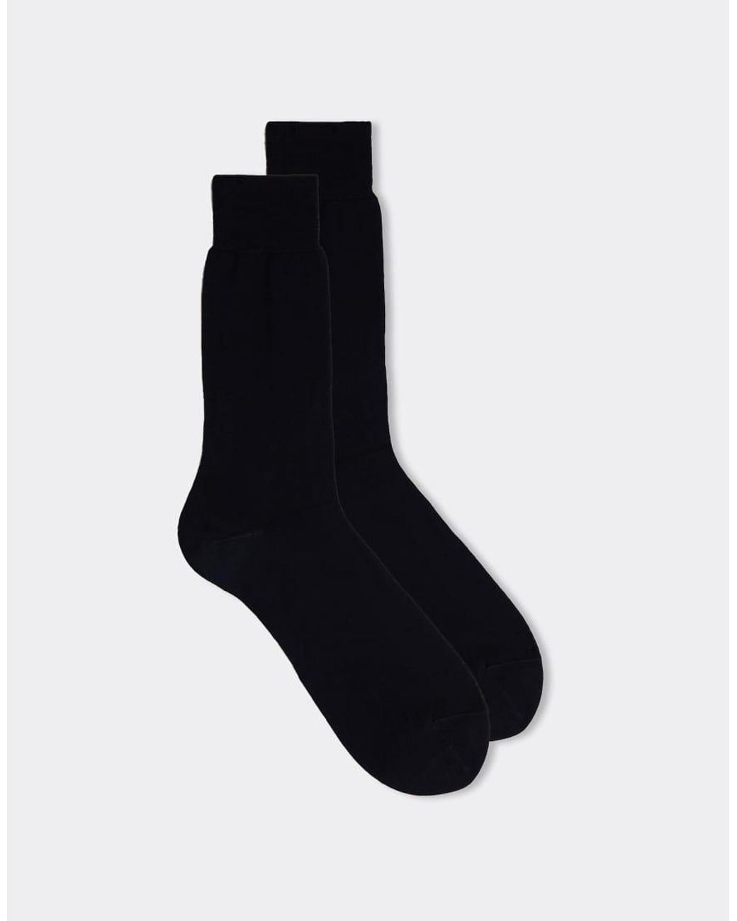 Intimissimi Black Short Sateen Cotton Lisle Socks for men