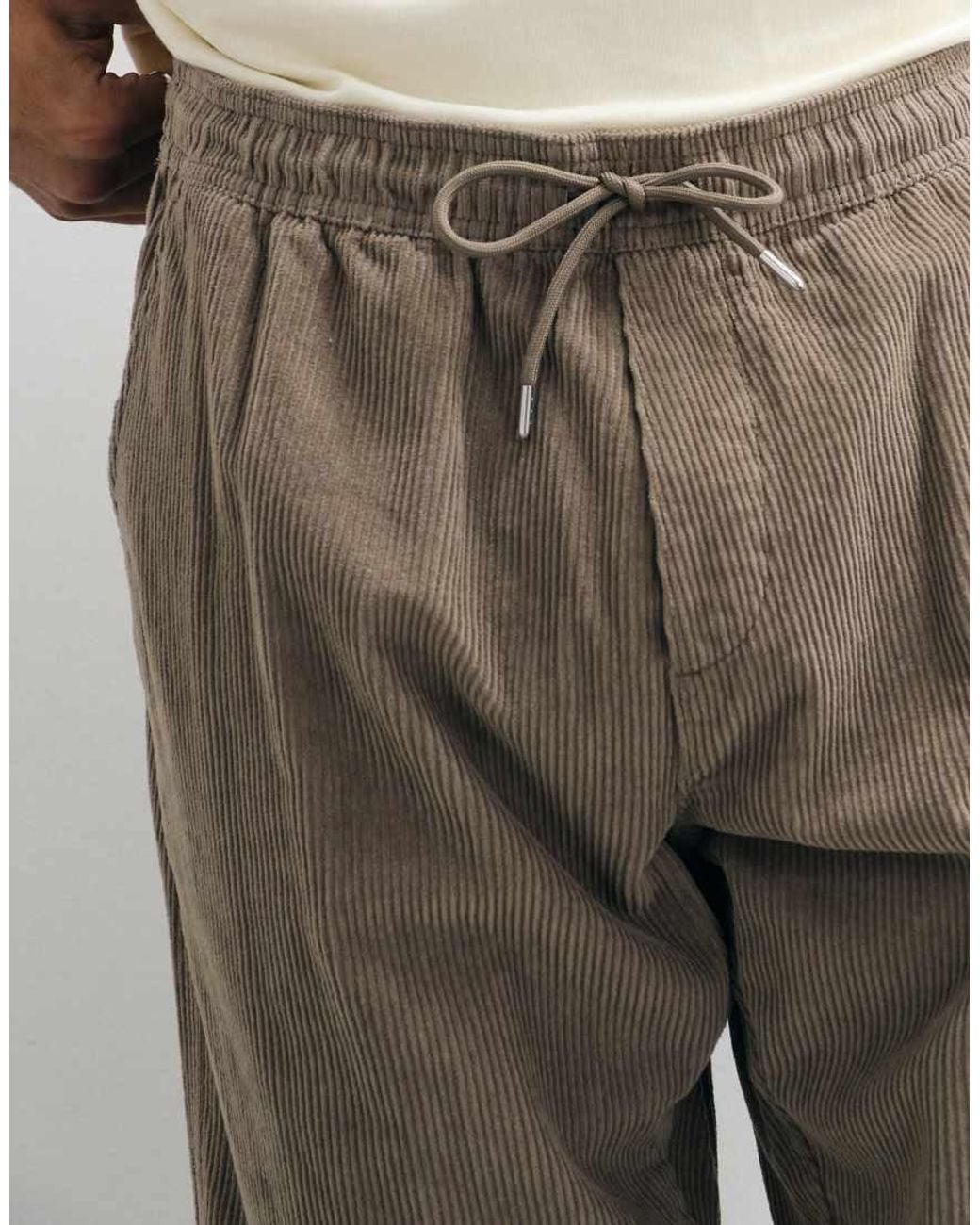 Jack & Jones Natural Drawstring Cord Trousers for men