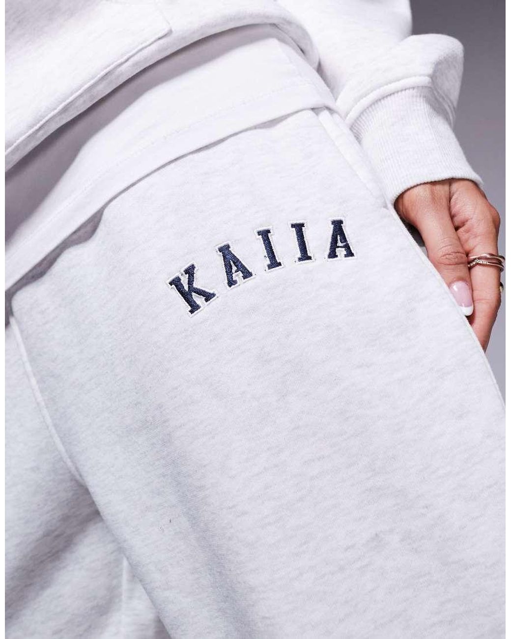 Kaiia Blue Cotton Blend Embroidered Logo Cuffed Trackies