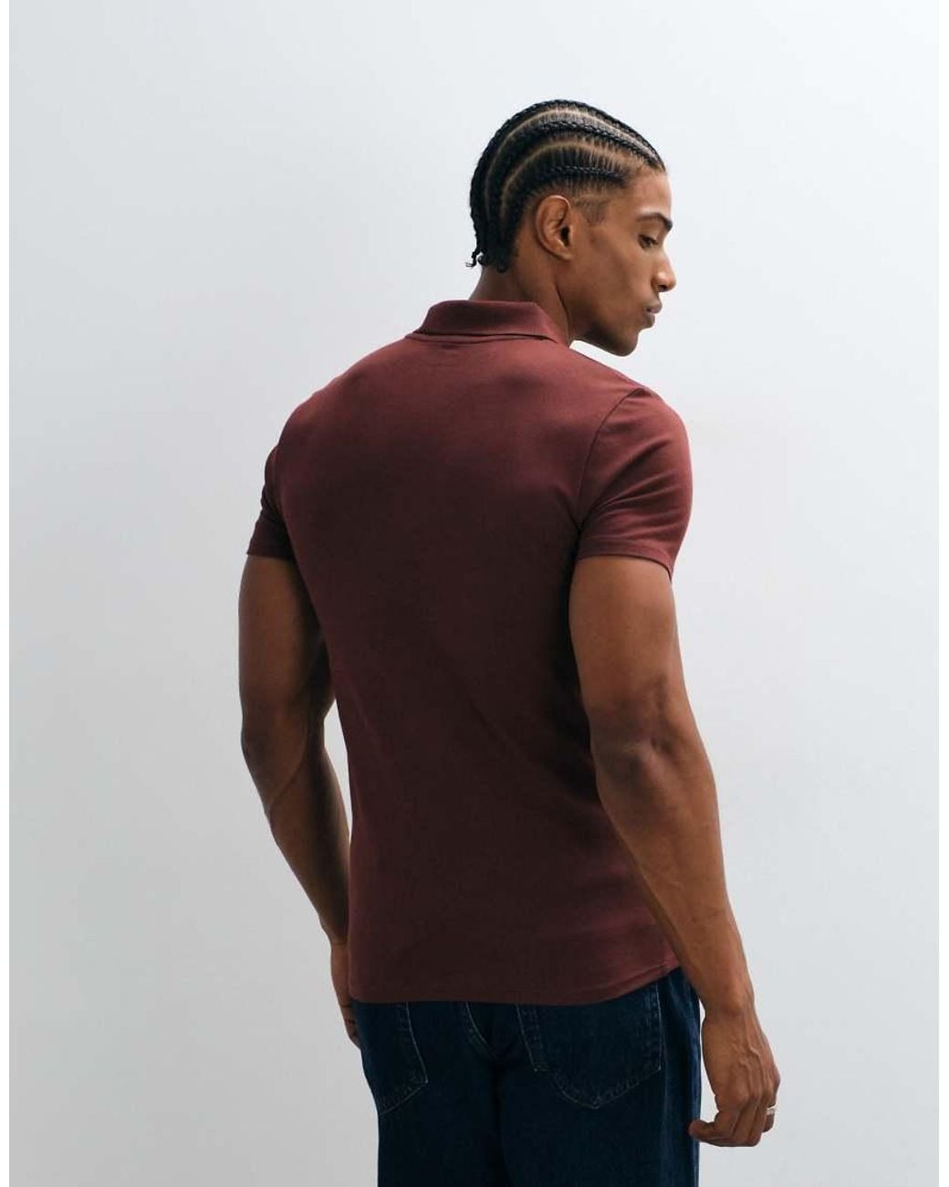 ASOS Brown Essentials Slim Fit Polos for men