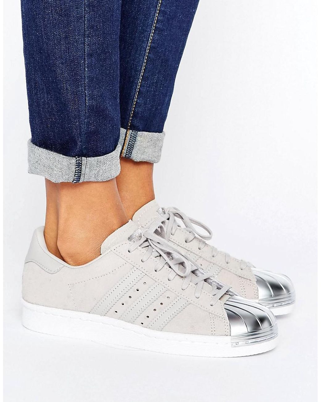 Moreel Geit zo veel adidas Originals Originals Gray Metallic Superstar Sneakers With Silver Toe  Cap | Lyst