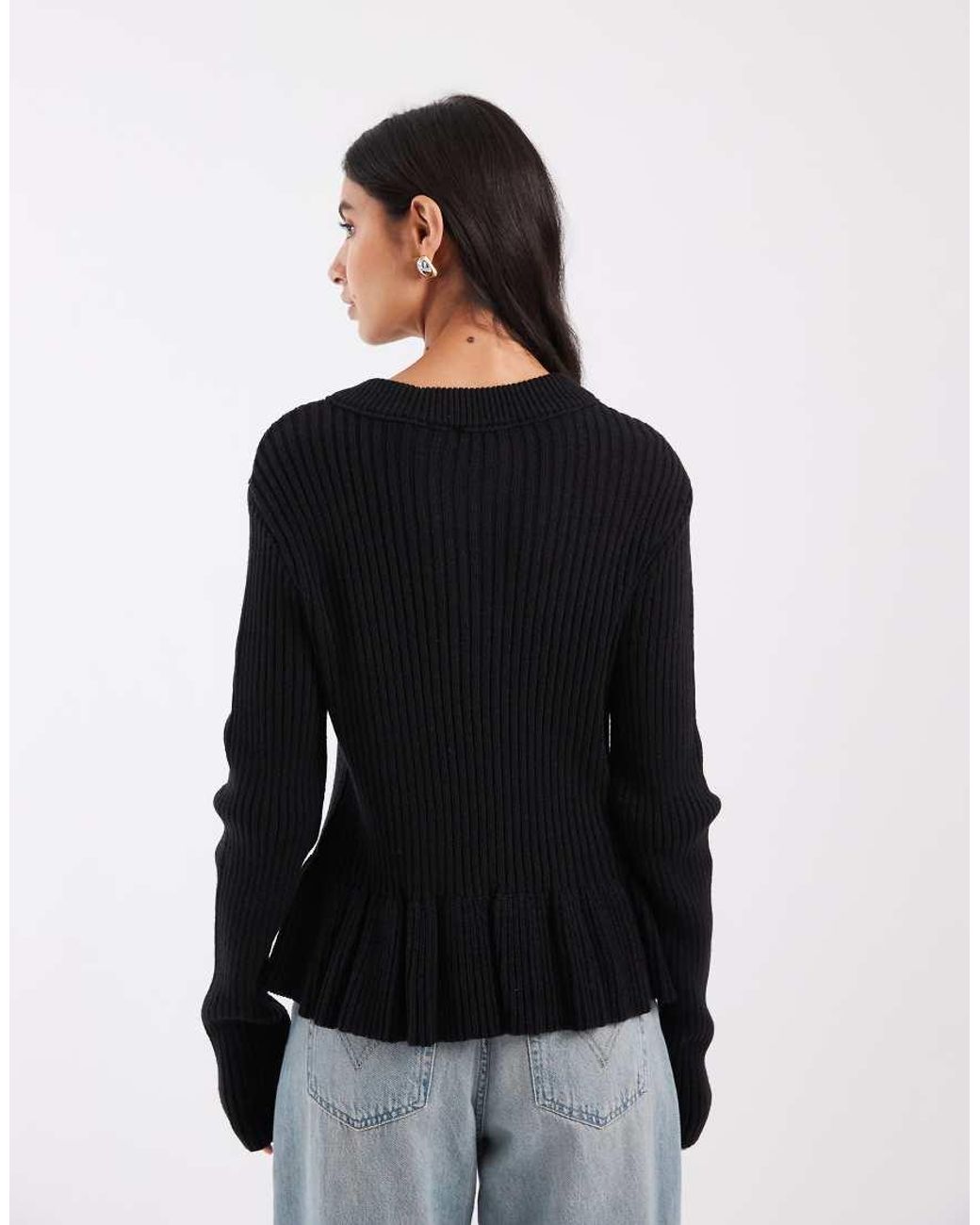 ASOS Blue Long Sleeve Peplum Cardigan