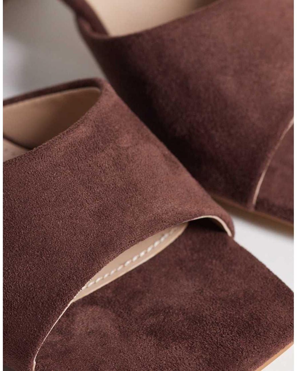 Raid Wide Fit Brown Wide Fit Saanvi Block Heeled Mules