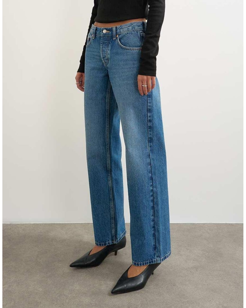 TOPSHOP Blue Ember Low Rise Relaxed Straight Jean